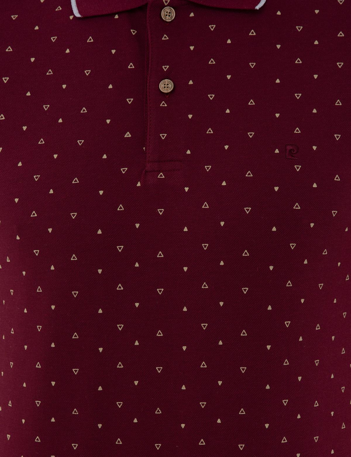Bordo Slim Fit Baskılı Polo Yaka Tişört - 50242146010