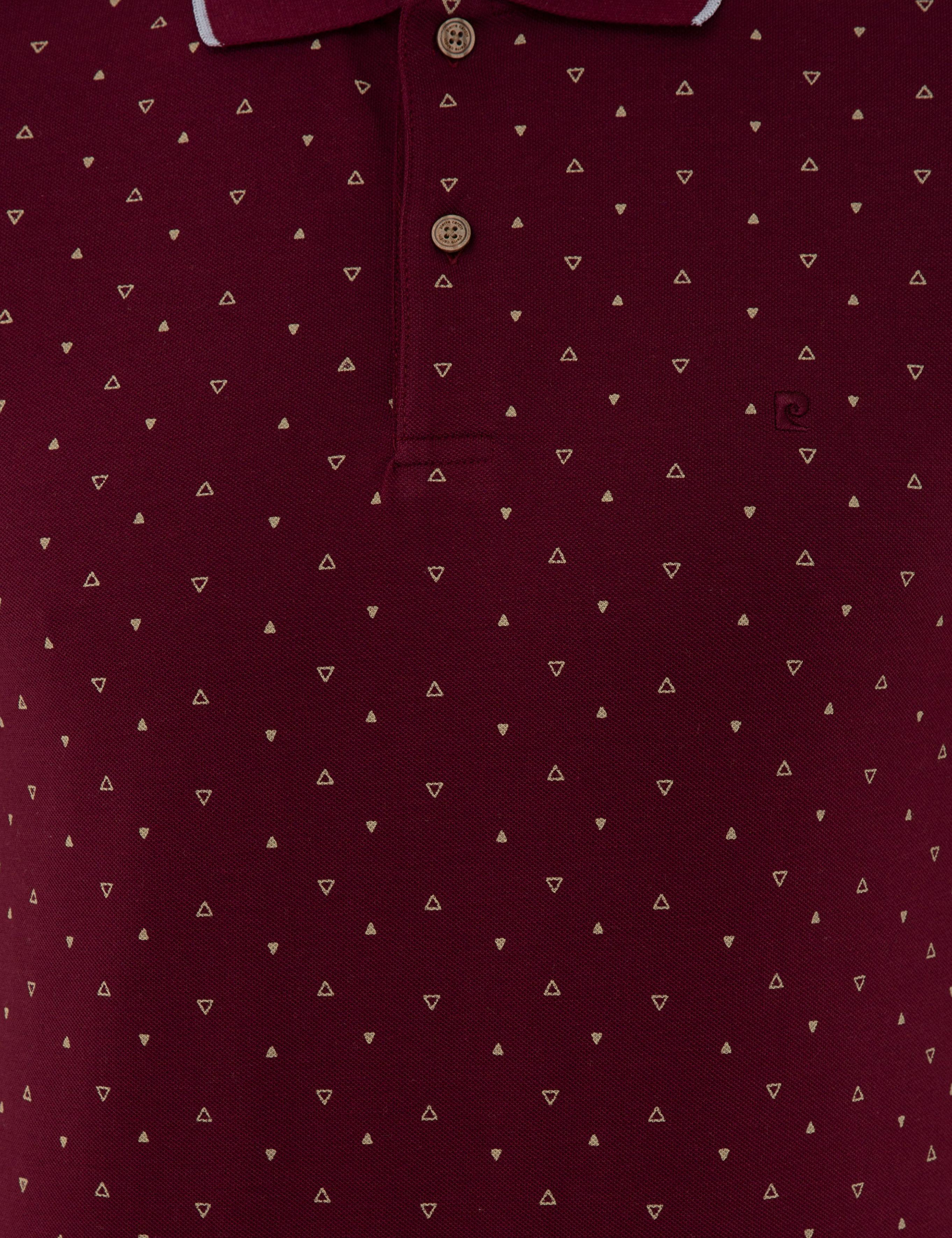 Bordo Slim Fit Baskılı Polo Yaka Tişört
