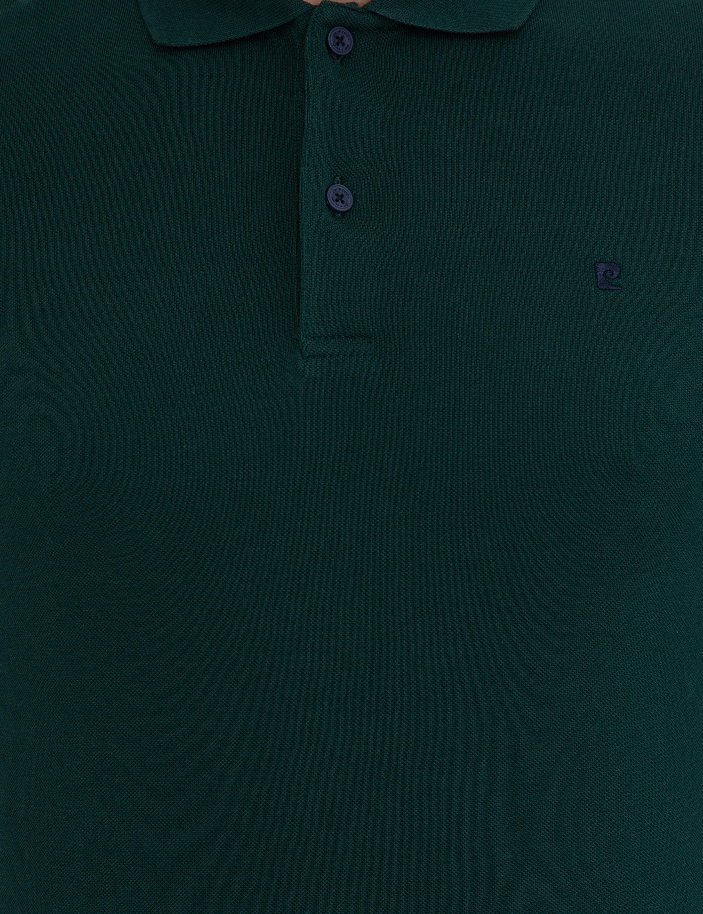 Koyu Yeşil Slim Fit Polo Yaka Sweatshirt