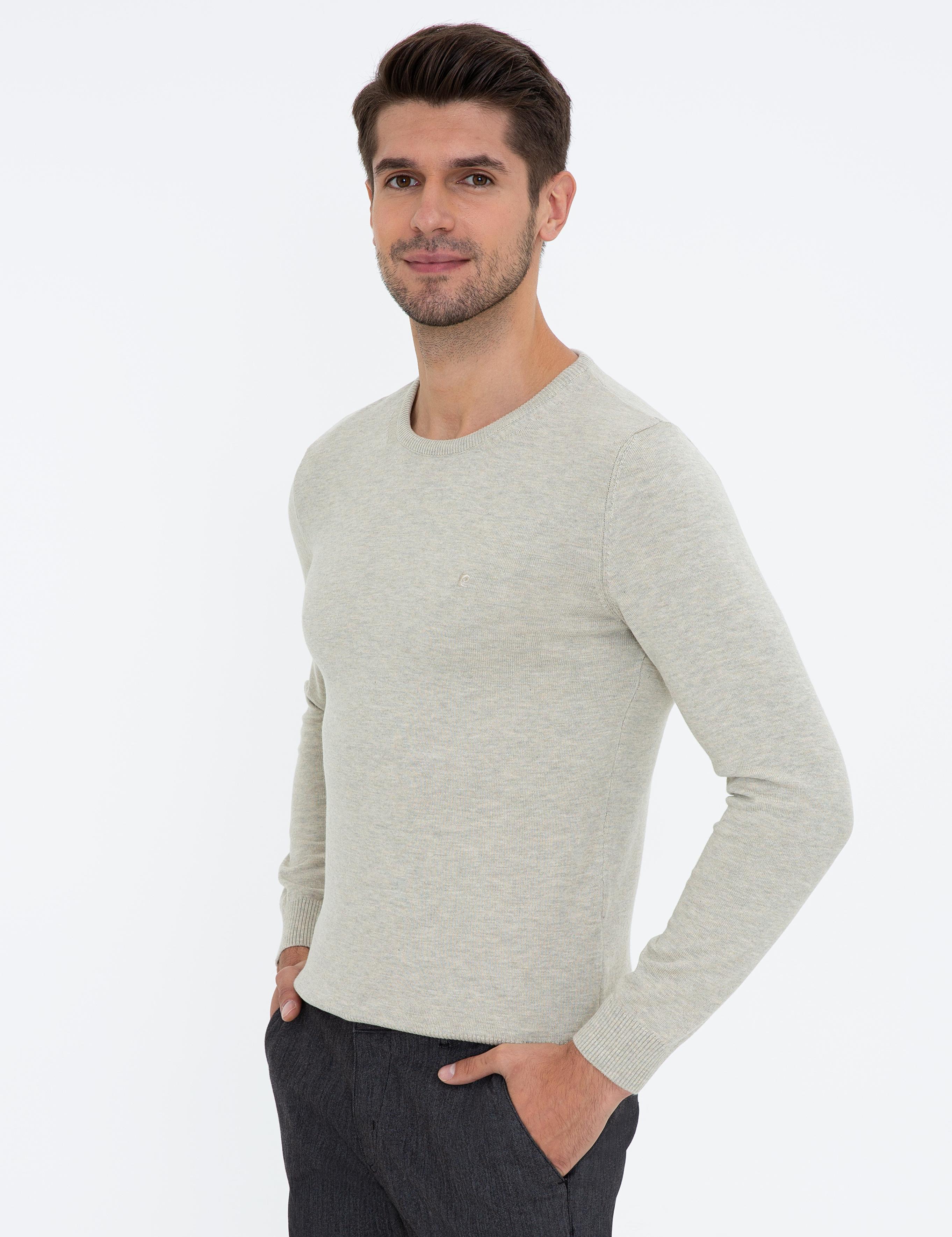 Kum Melanj Slim Fit Bisiklet Yaka Basic Triko Kazak