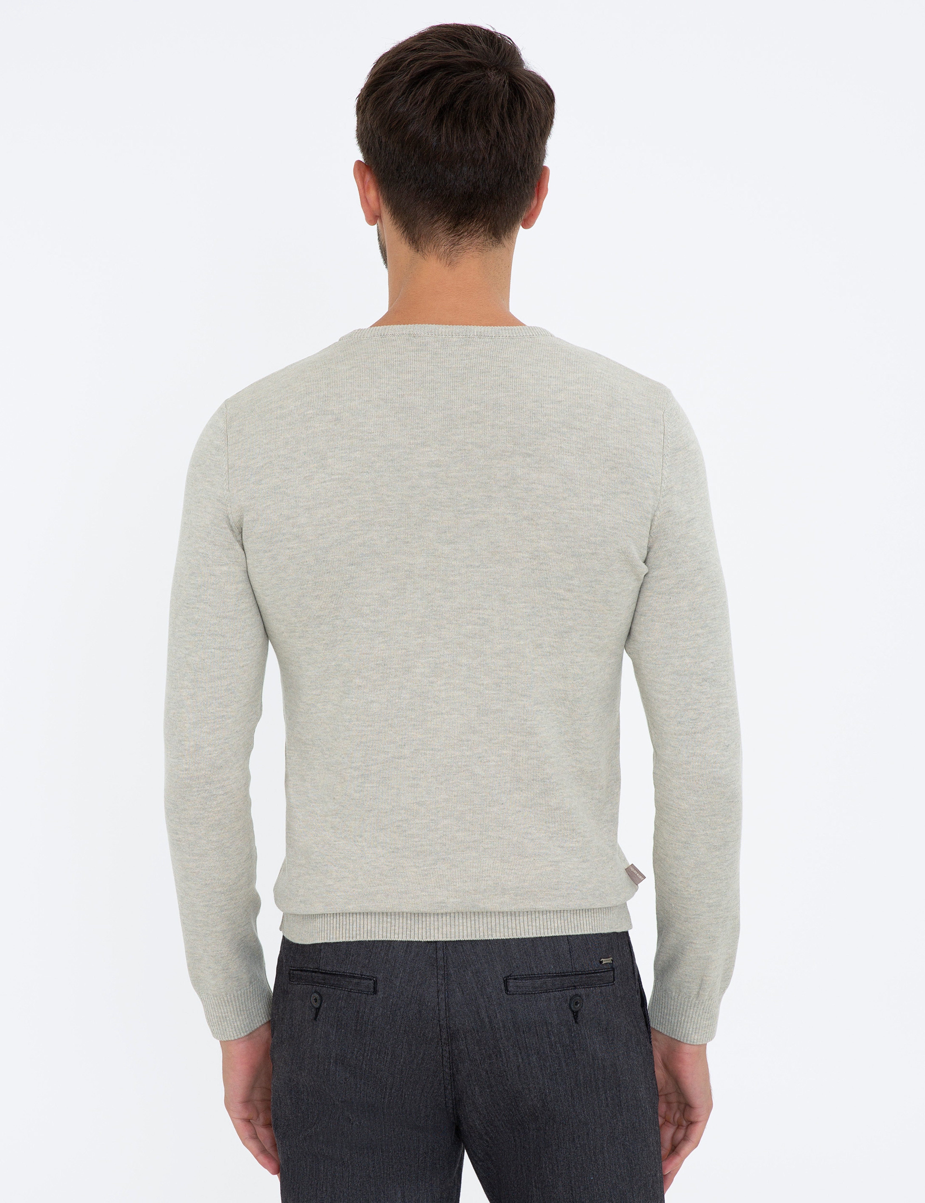 Kum Melanj Slim Fit Bisiklet Yaka Basic Triko Kazak - Image 4