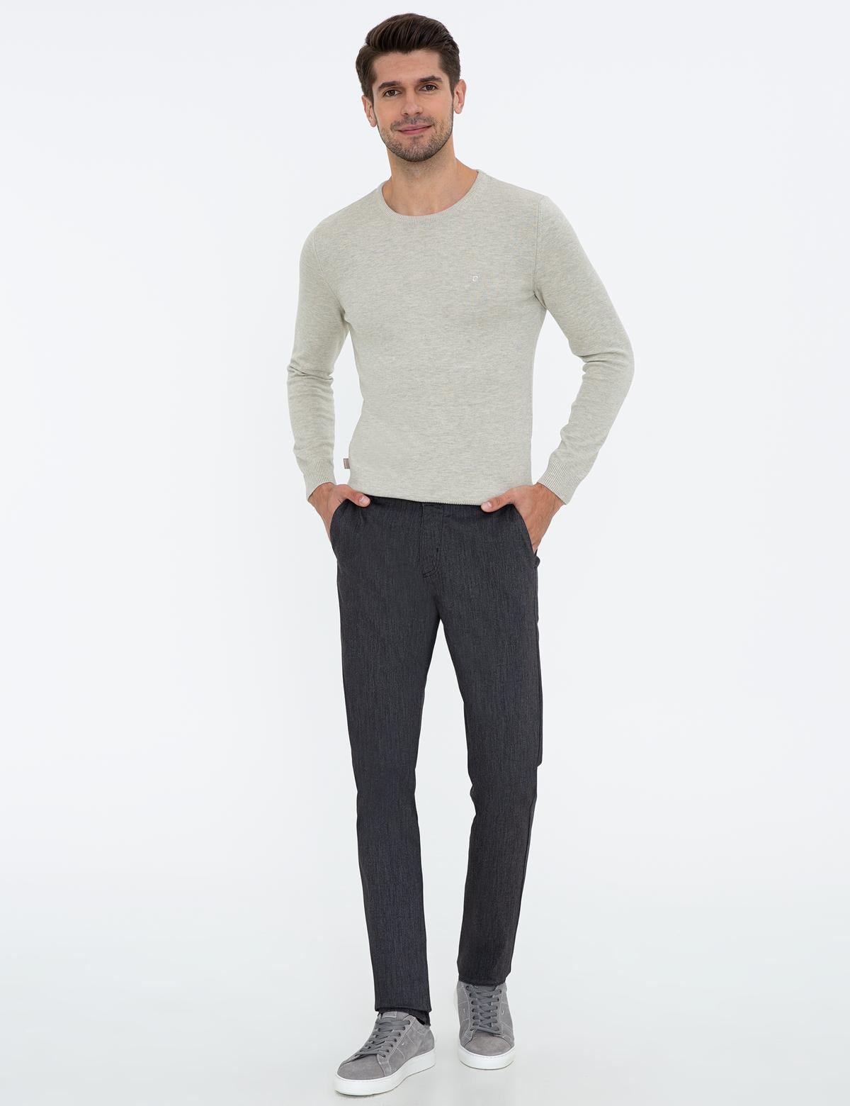 Kum Melanj Slim Fit Bisiklet Yaka Basic Triko Kazak - 50237801063