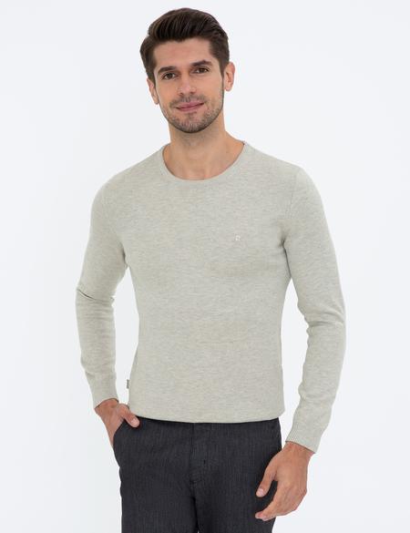 Kum Melanj Slim Fit Bisiklet Yaka Basic Triko Kazak - 50237801063