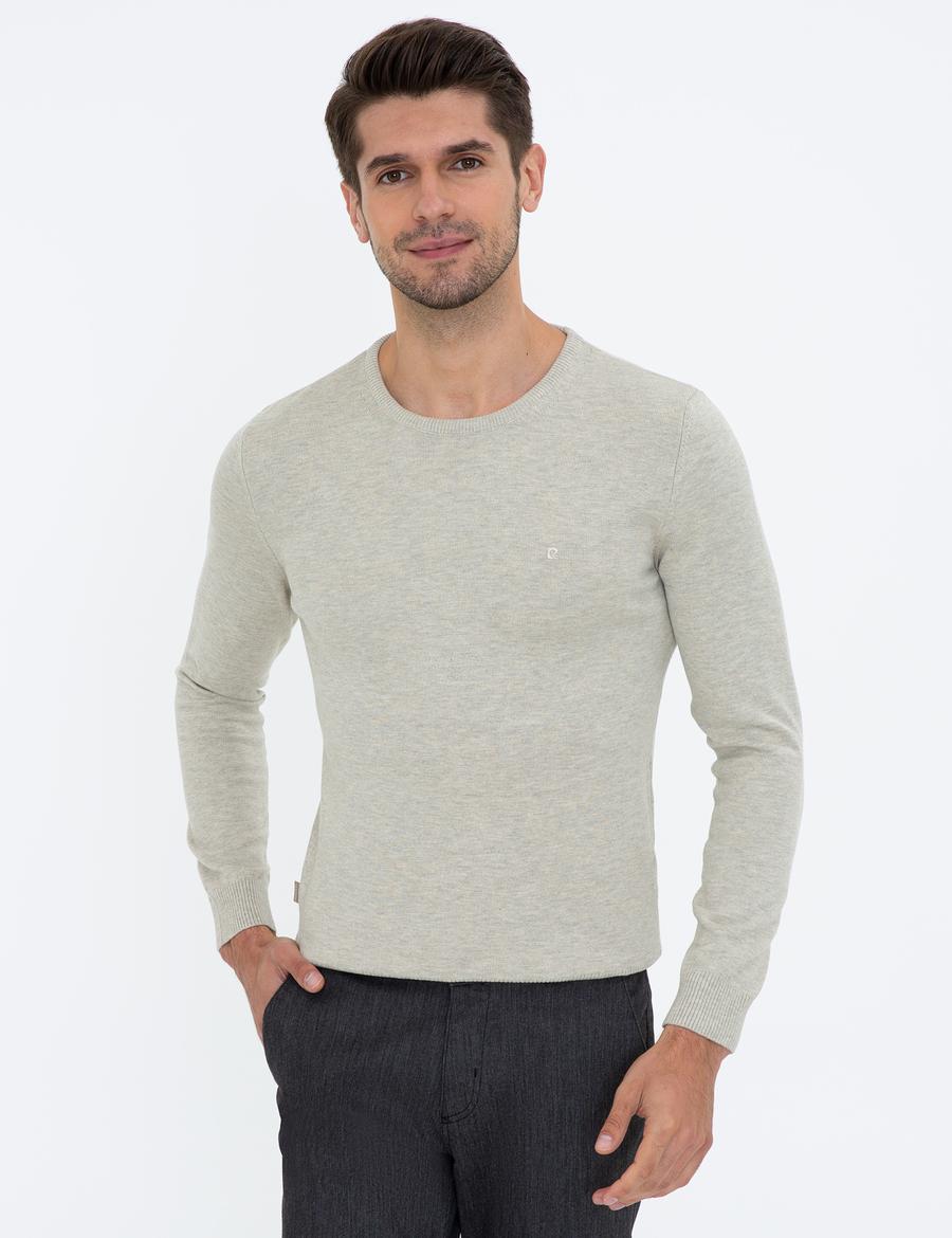 Kum Melanj Slim Fit Bisiklet Yaka Basic Triko Kazak