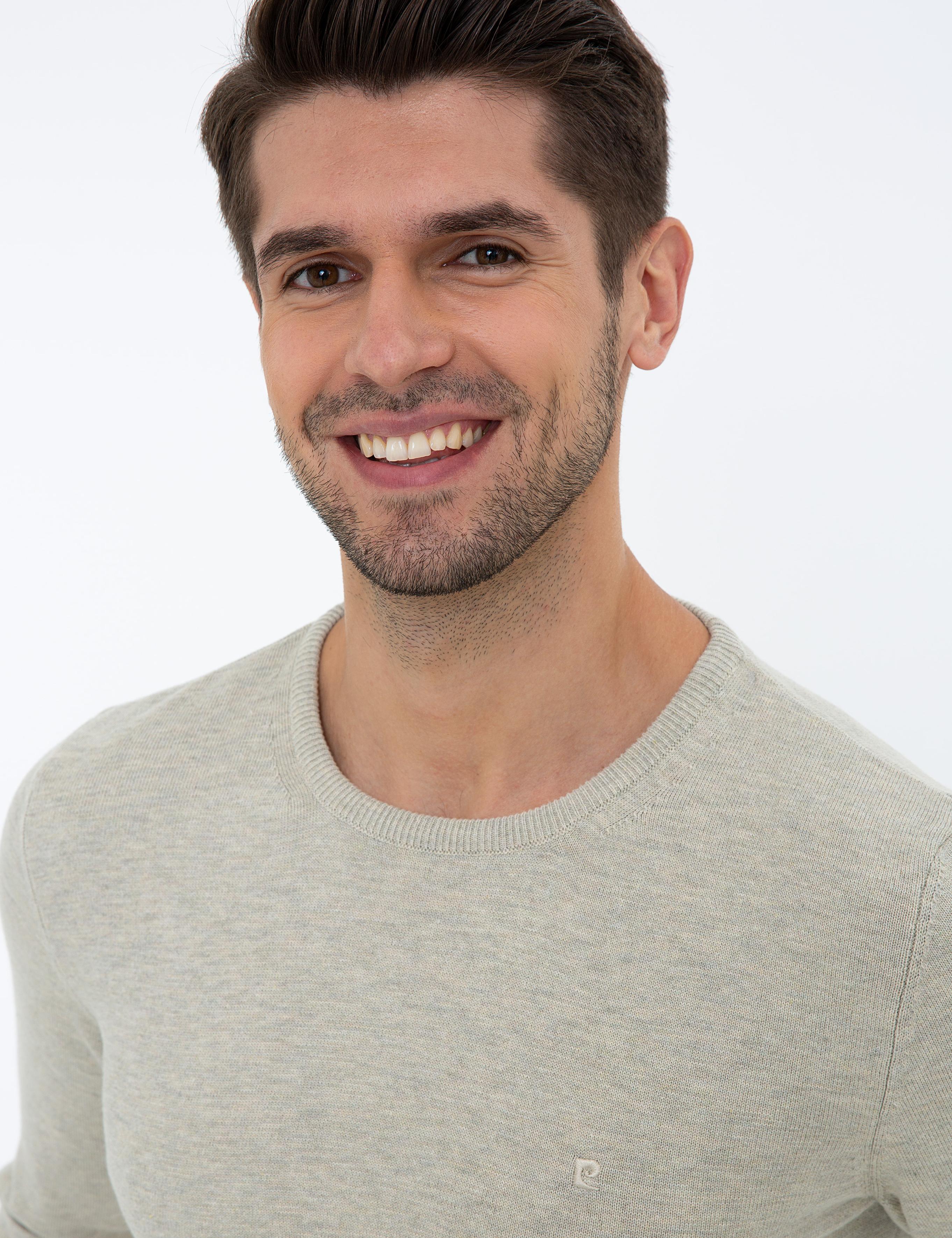 Kum Melanj Slim Fit Bisiklet Yaka Basic Triko Kazak