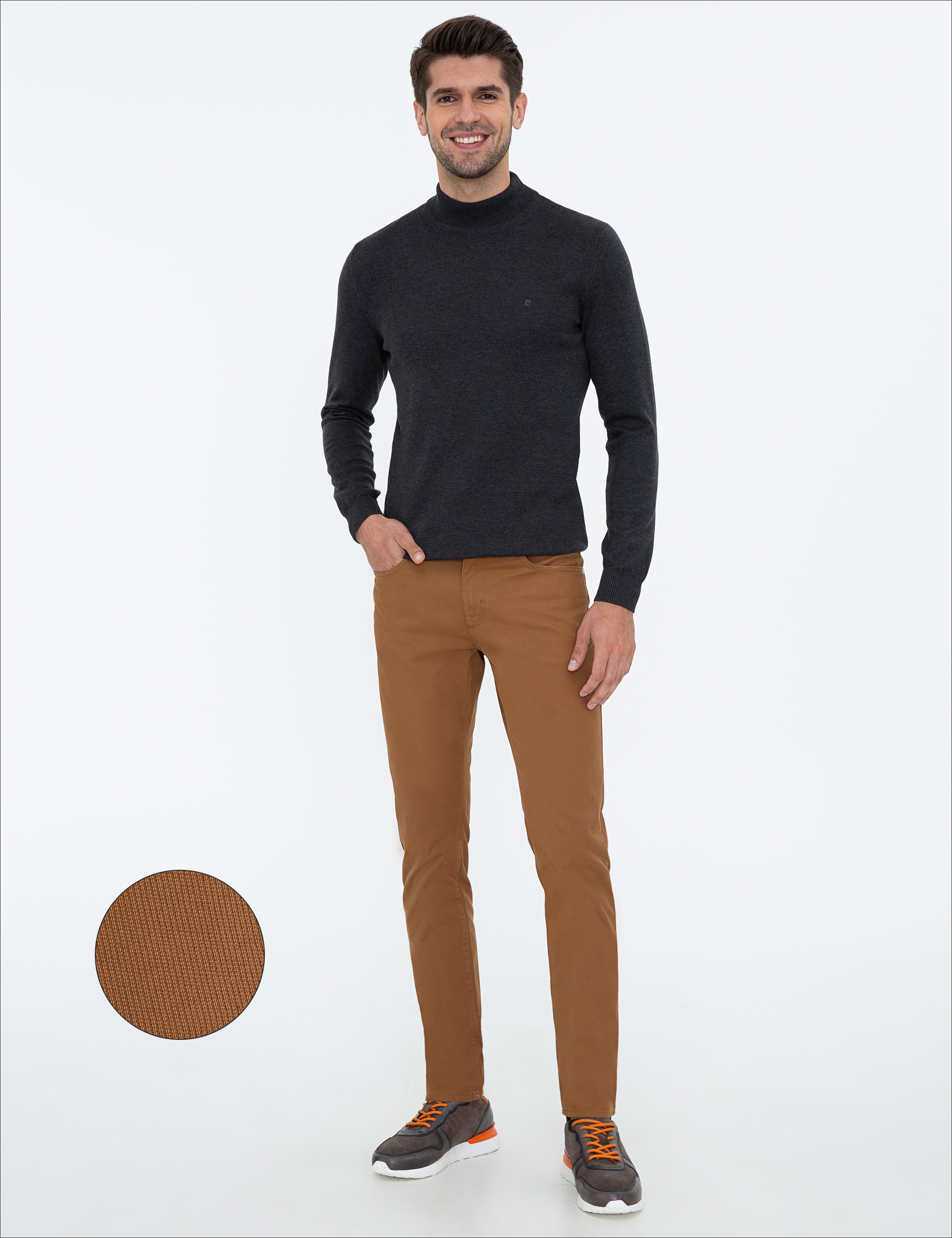 Haki Slim Fit Kanvas Pantolon - Image 1