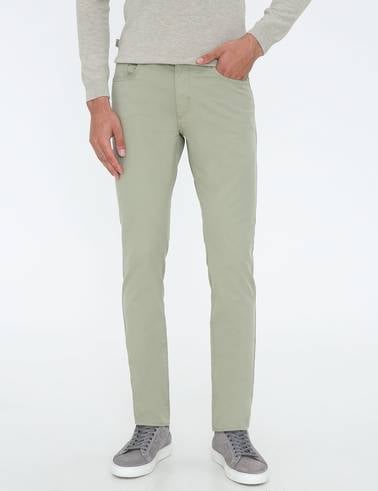 Su Yeşili Slim Fit Kanvas Pantolon