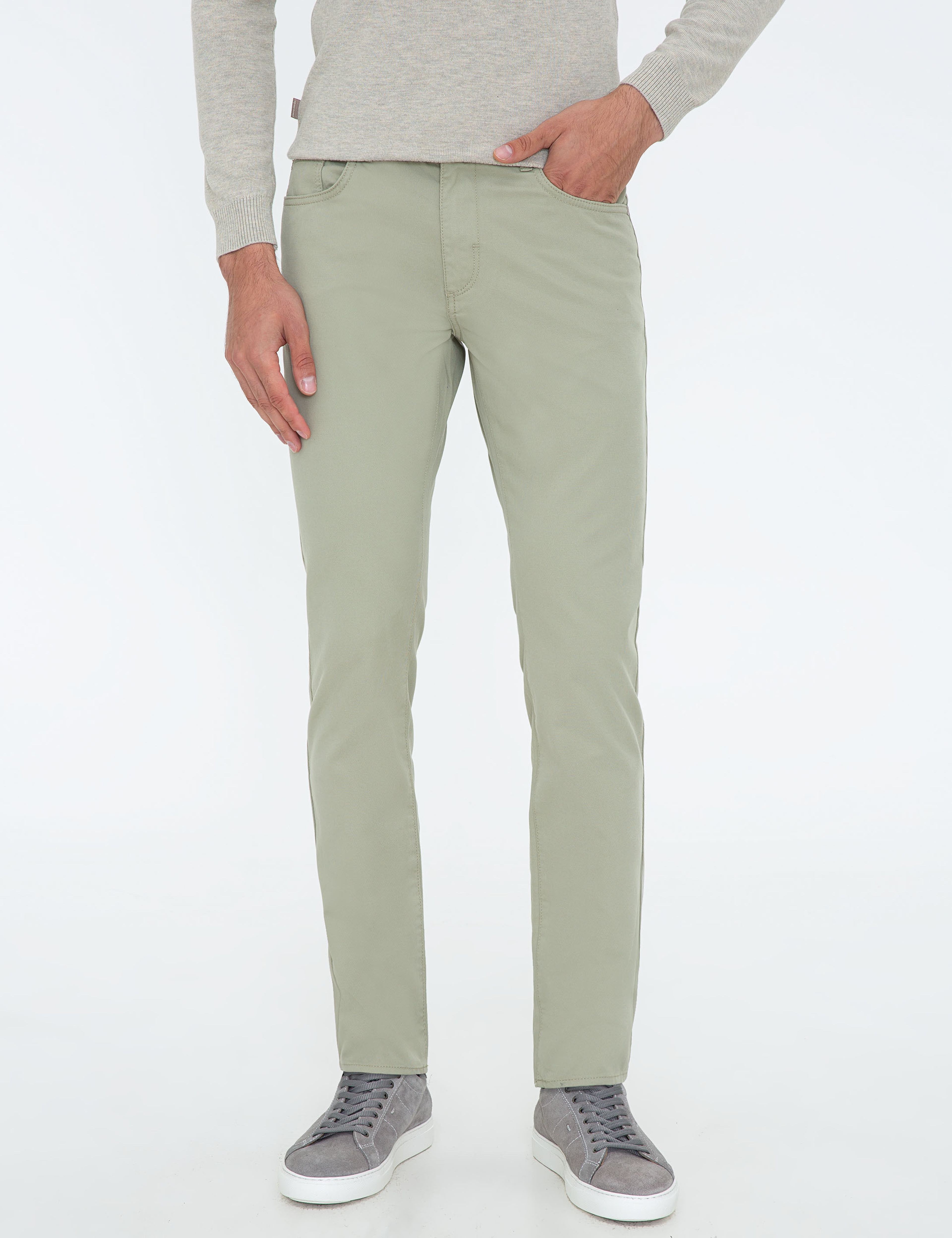 Su Yeşili Slim Fit Kanvas Pantolon - Image 2