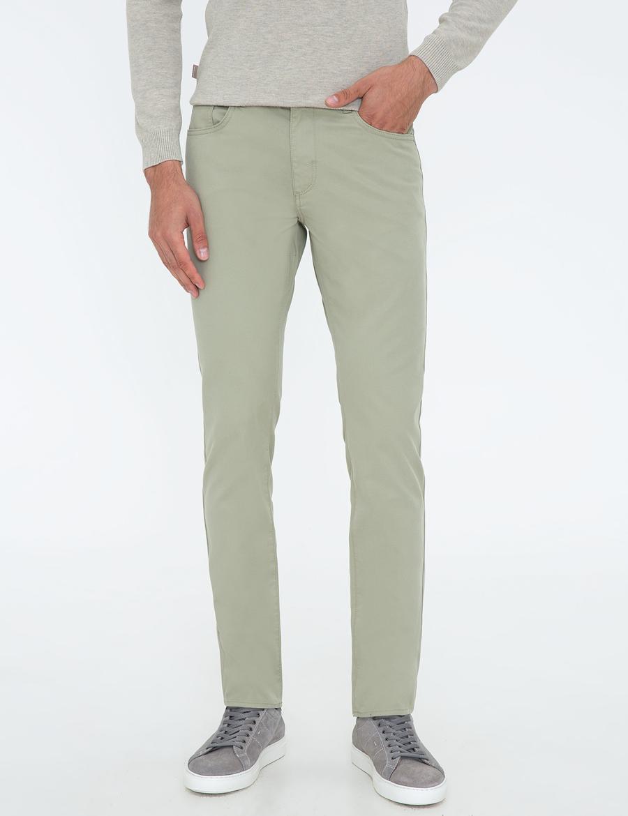 Su Yeşili Slim Fit Kanvas Pantolon