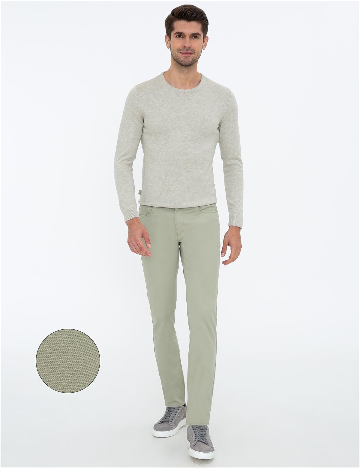 Su Yeşili Slim Fit Kanvas Pantolon