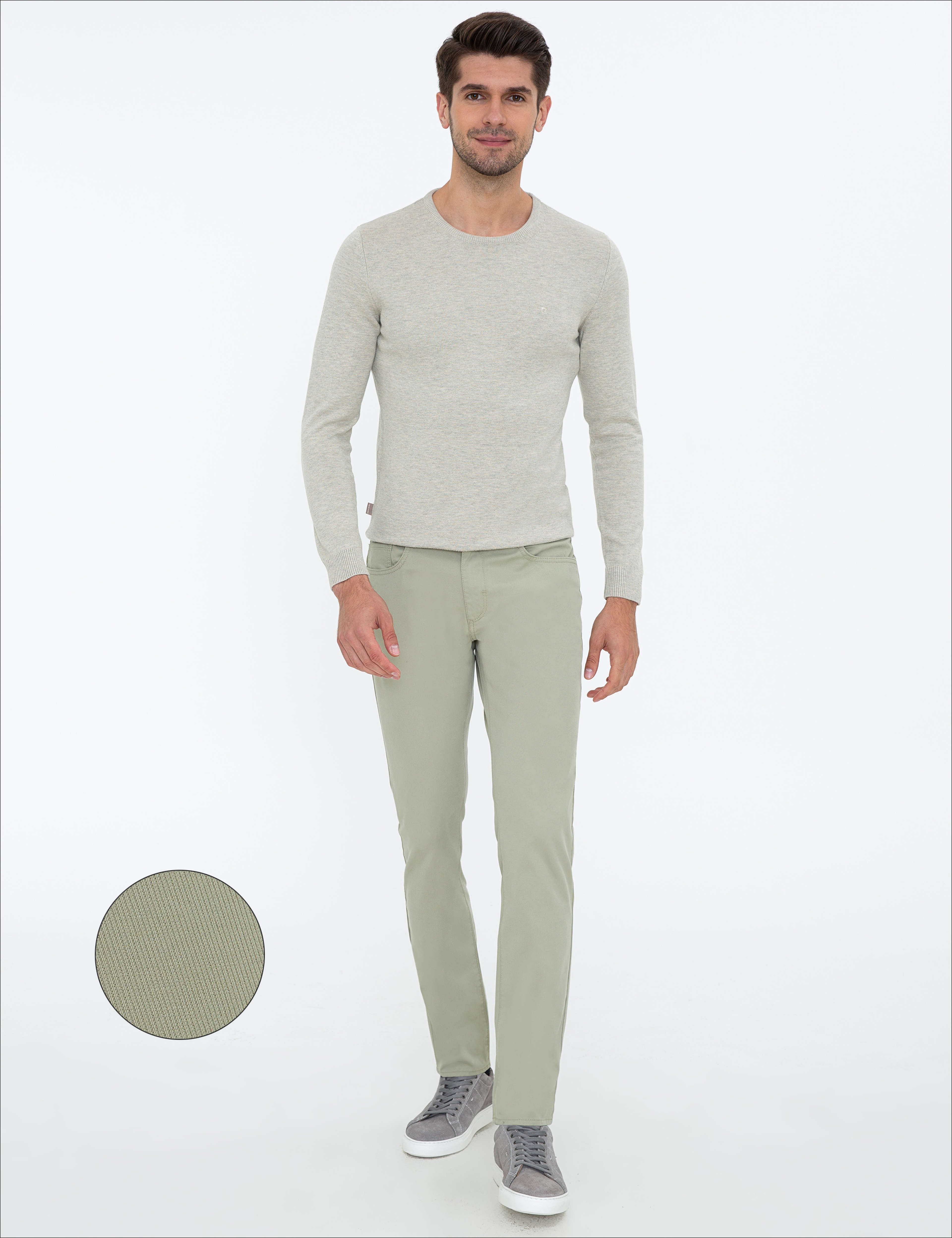 Su Yeşili Slim Fit Kanvas Pantolon - Image 1
