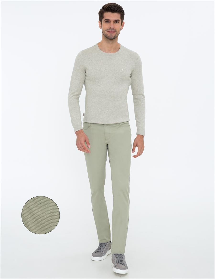 Su Yeşili Slim Fit Kanvas Pantolon