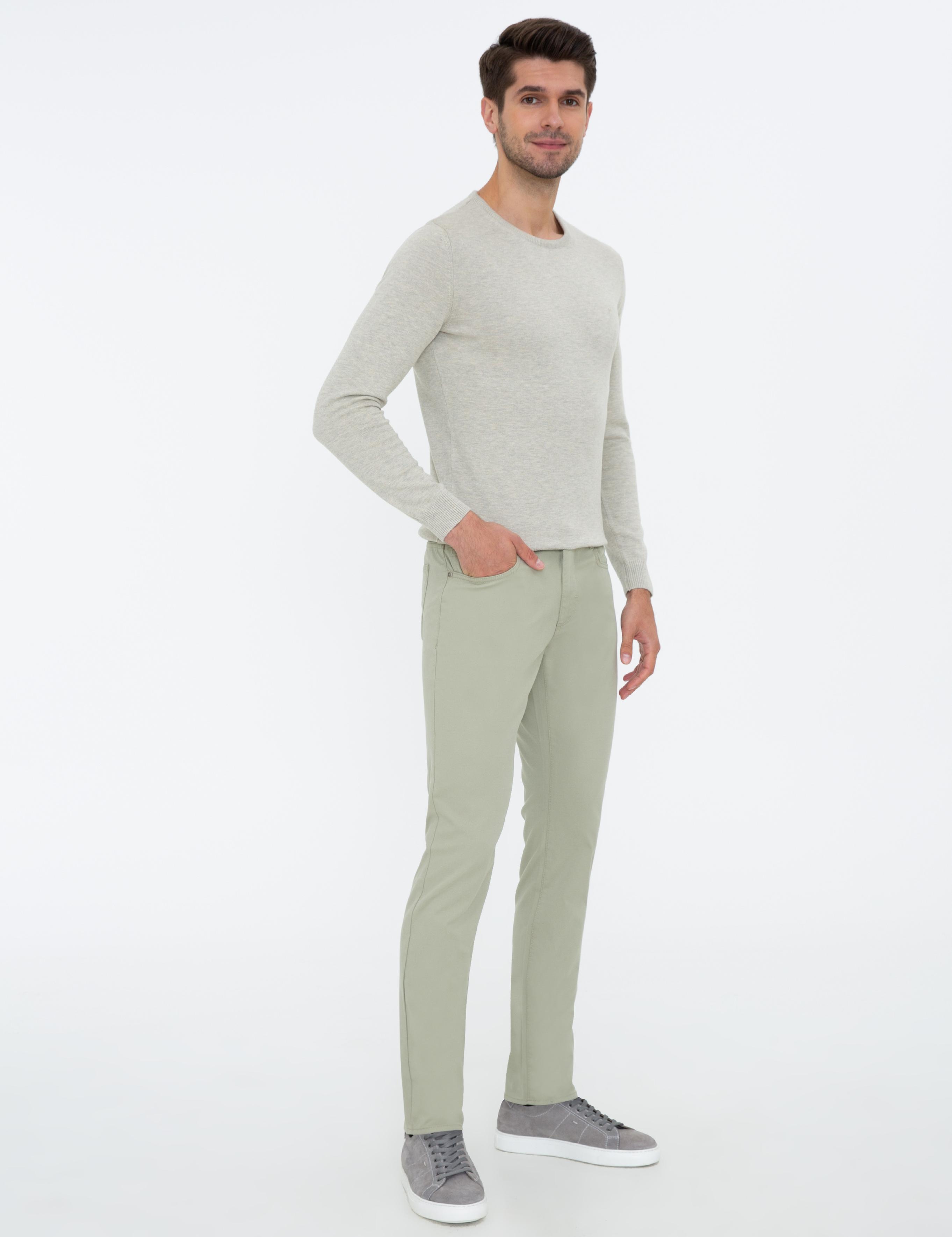 Su Yeşili Slim Fit Kanvas Pantolon