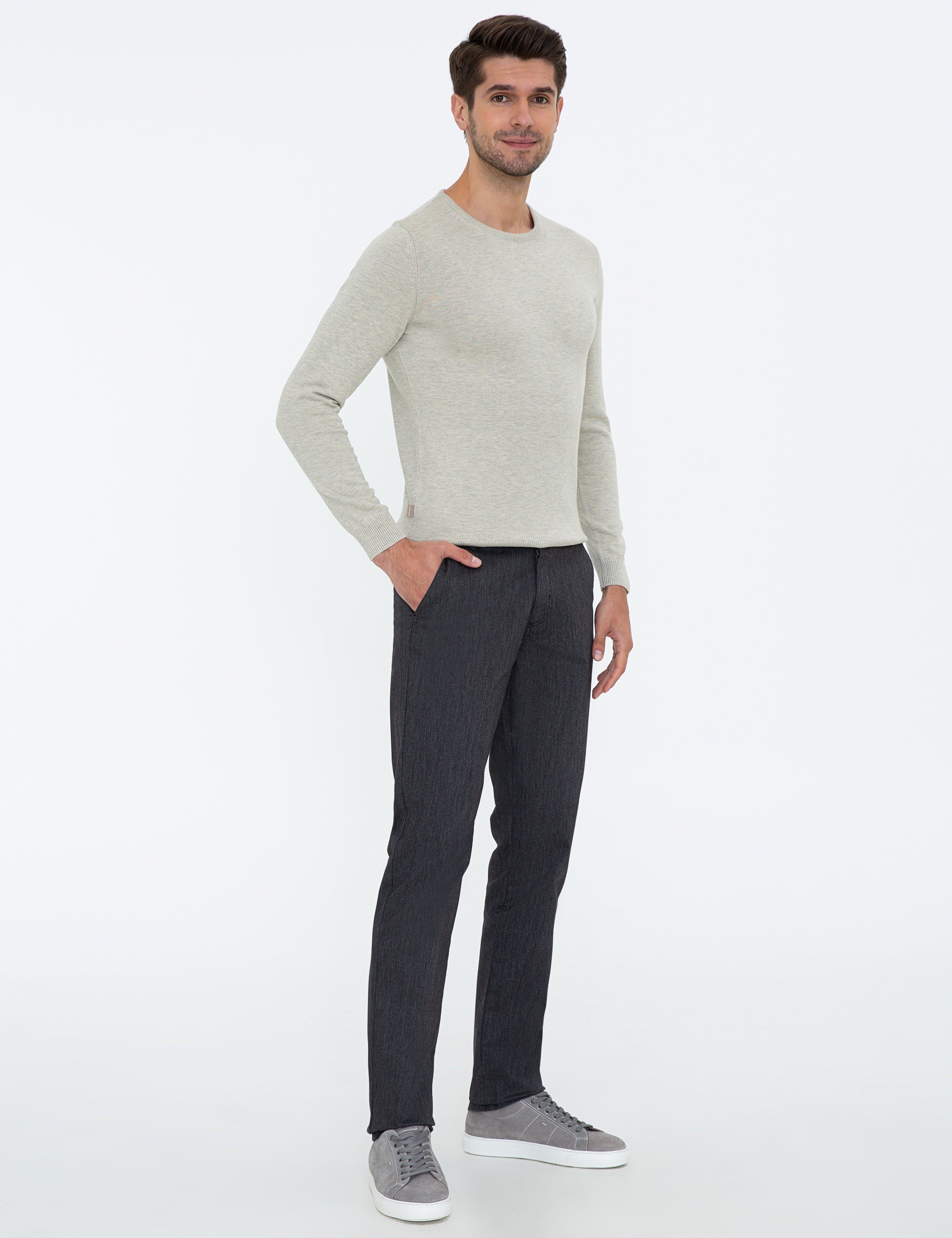 Siyah Regular Fit Kanvas Pantolon - Image 3