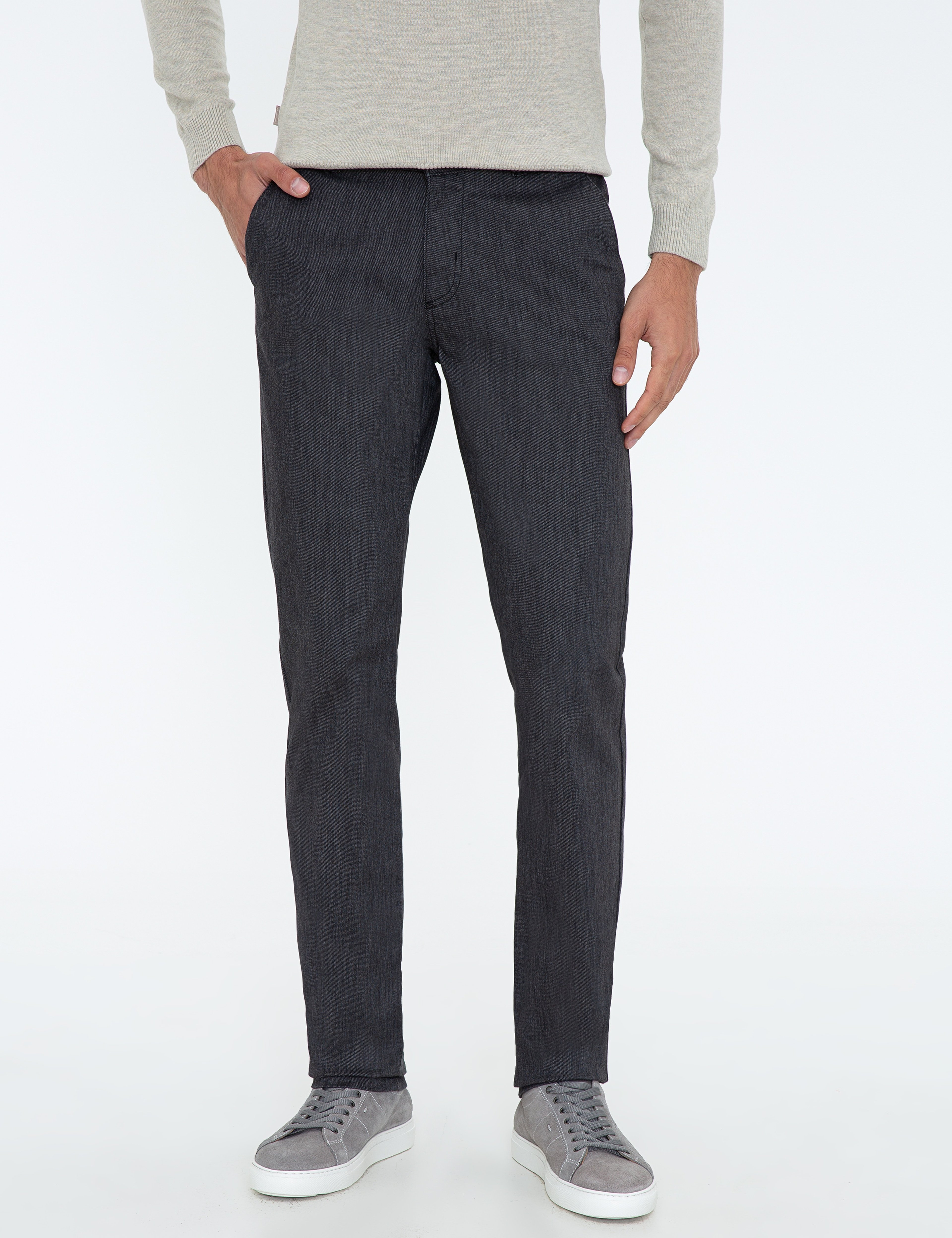 Siyah Regular Fit Kanvas Pantolon - Image 2