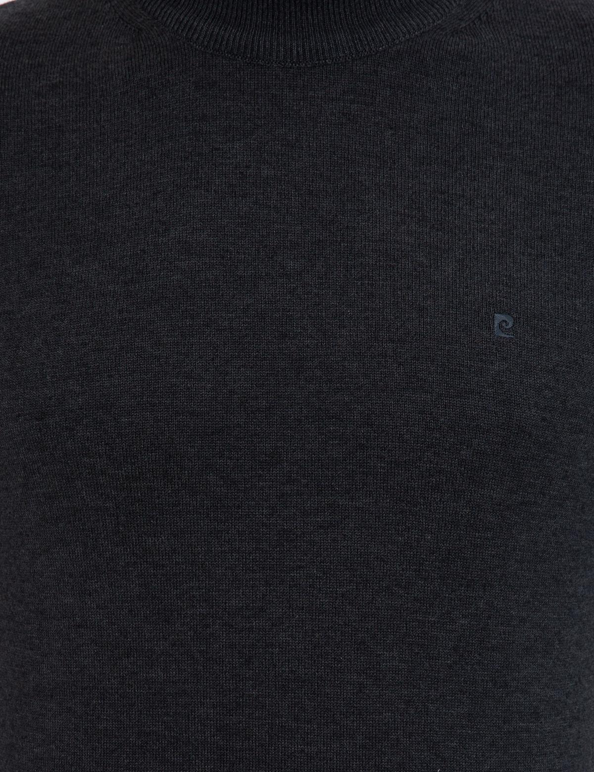 Antrasit Melanj Slim Fit Yarım Balıkçı Yaka Basic Triko Kazak - 50237780093