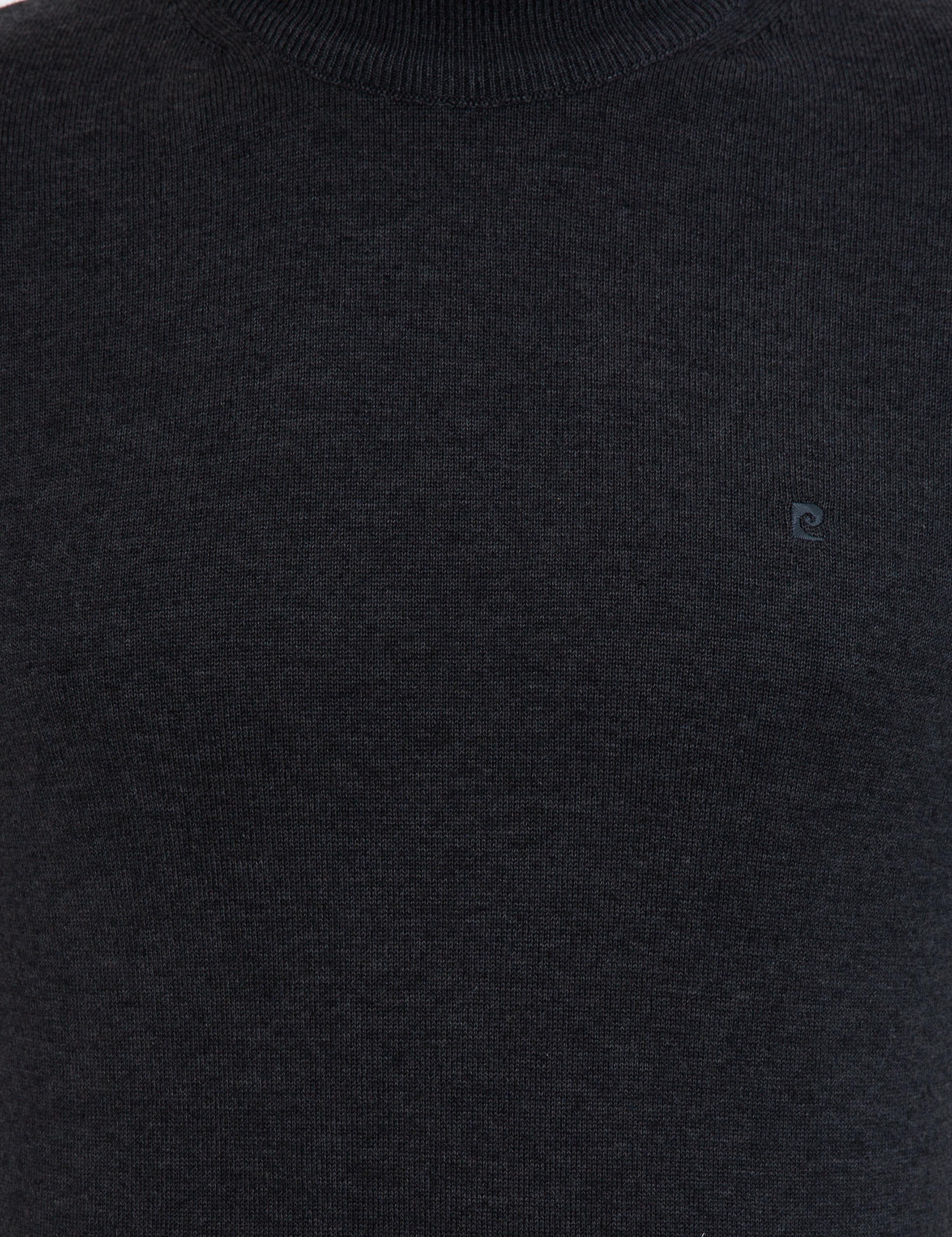 Antrasit Melanj Slim Fit Yarım Balıkçı Yaka Basic Triko Kazak