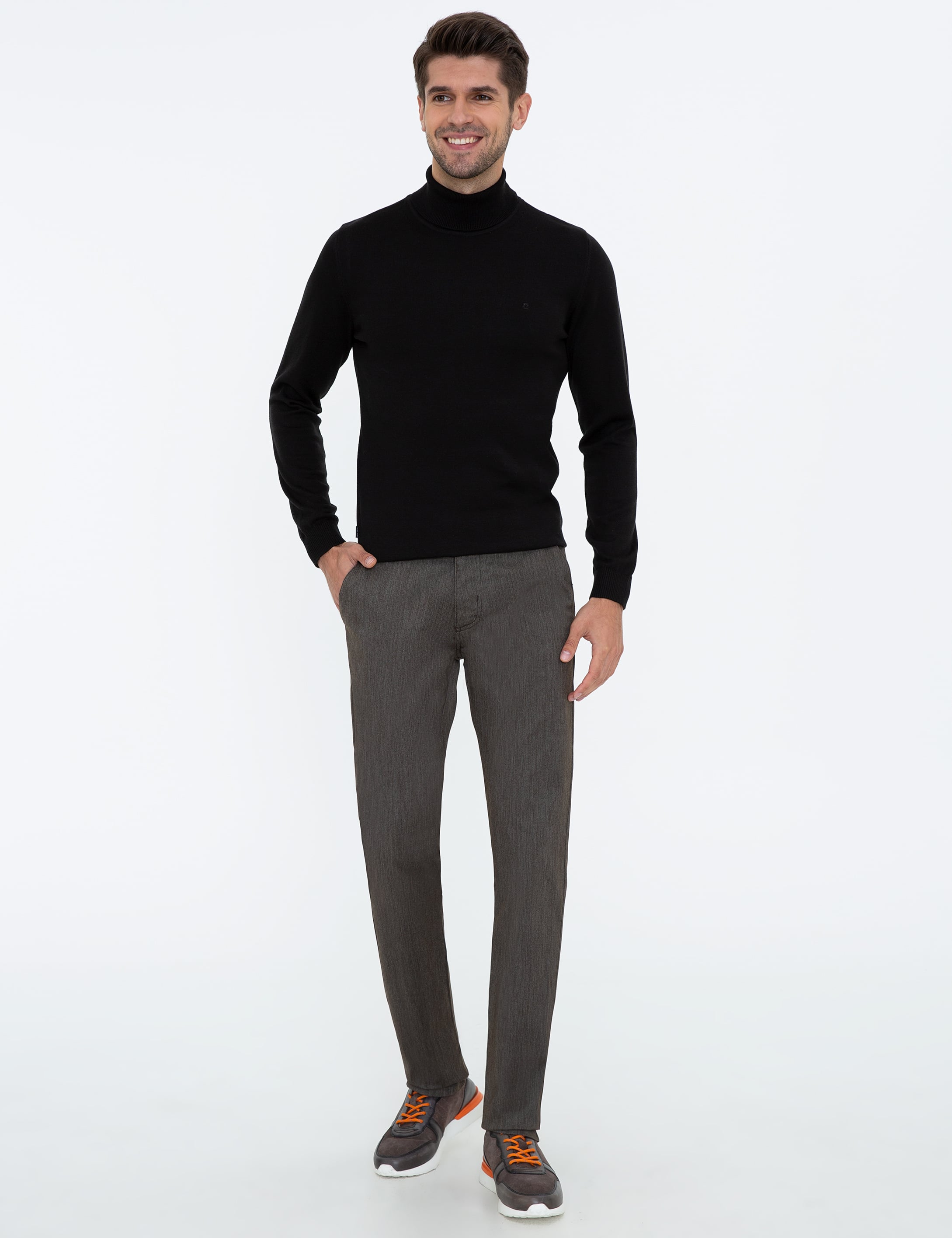Siyah Slim Fit Balıkçı Yaka Basic Triko Kazak