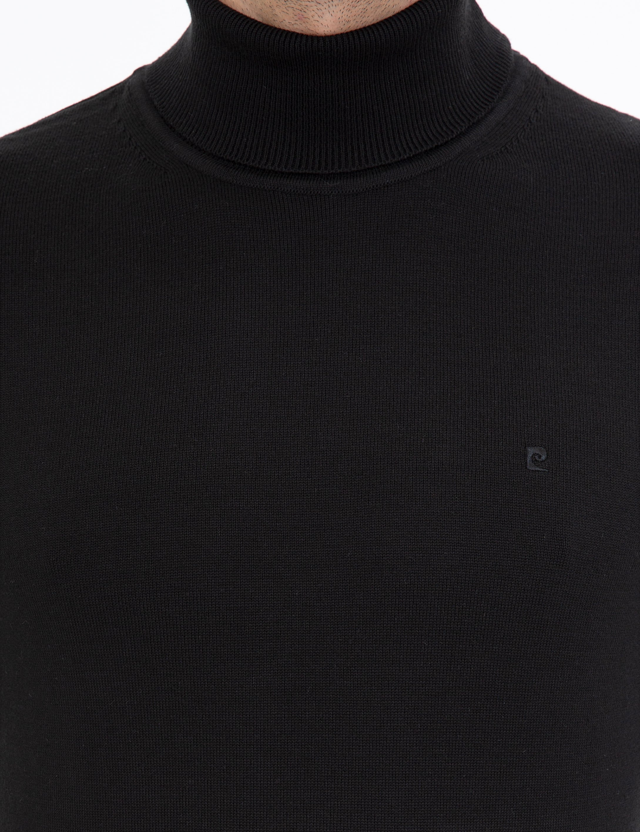 Siyah Slim Fit Balıkçı Yaka Basic Triko Kazak