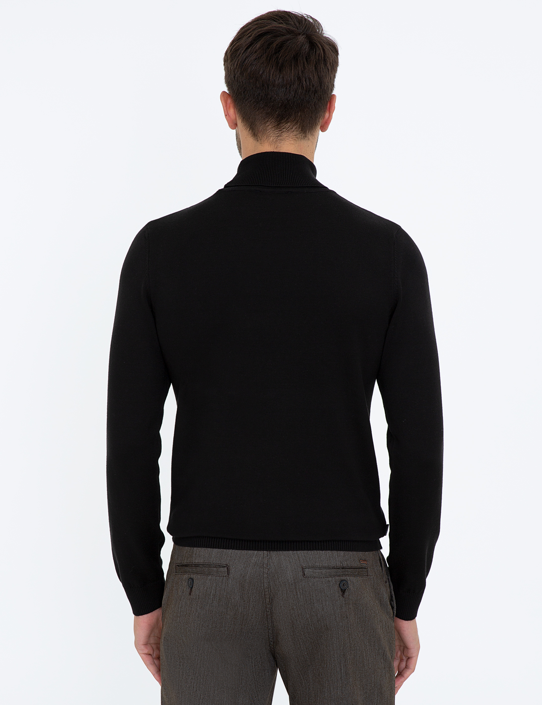 Pierre Cardin Siyah Slim Fit Balıkçı Yaka Basic Triko Kazak görsel 4