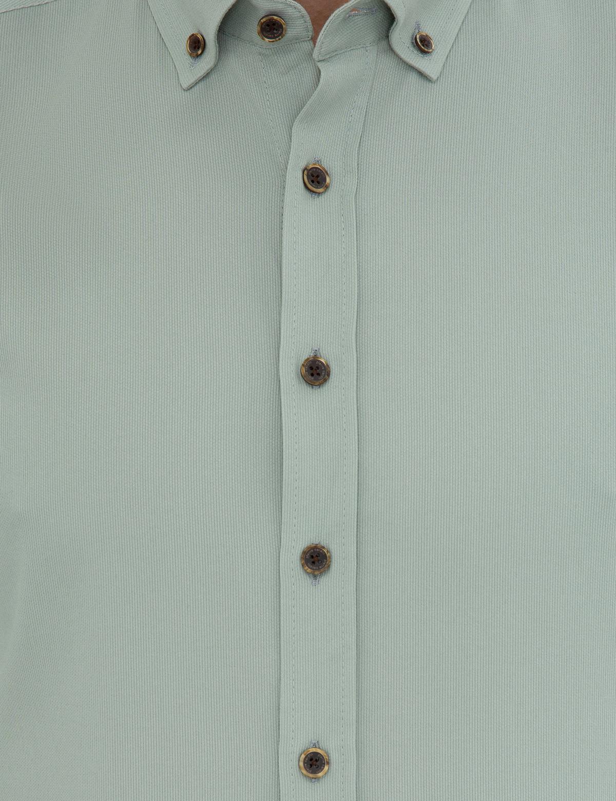 Su Yeşili Regular Fit Uzun Kollu Gömlek - 50238821037