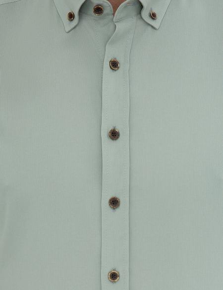 Su Yeşili Regular Fit Uzun Kollu Gömlek - 50238821037