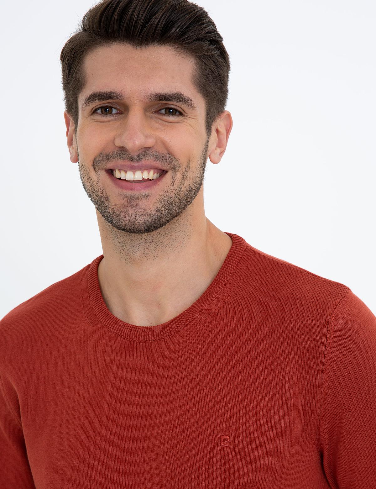 Kiremit Slim Fit Bisiklet Yaka Basic Triko Kazak - 50237801015