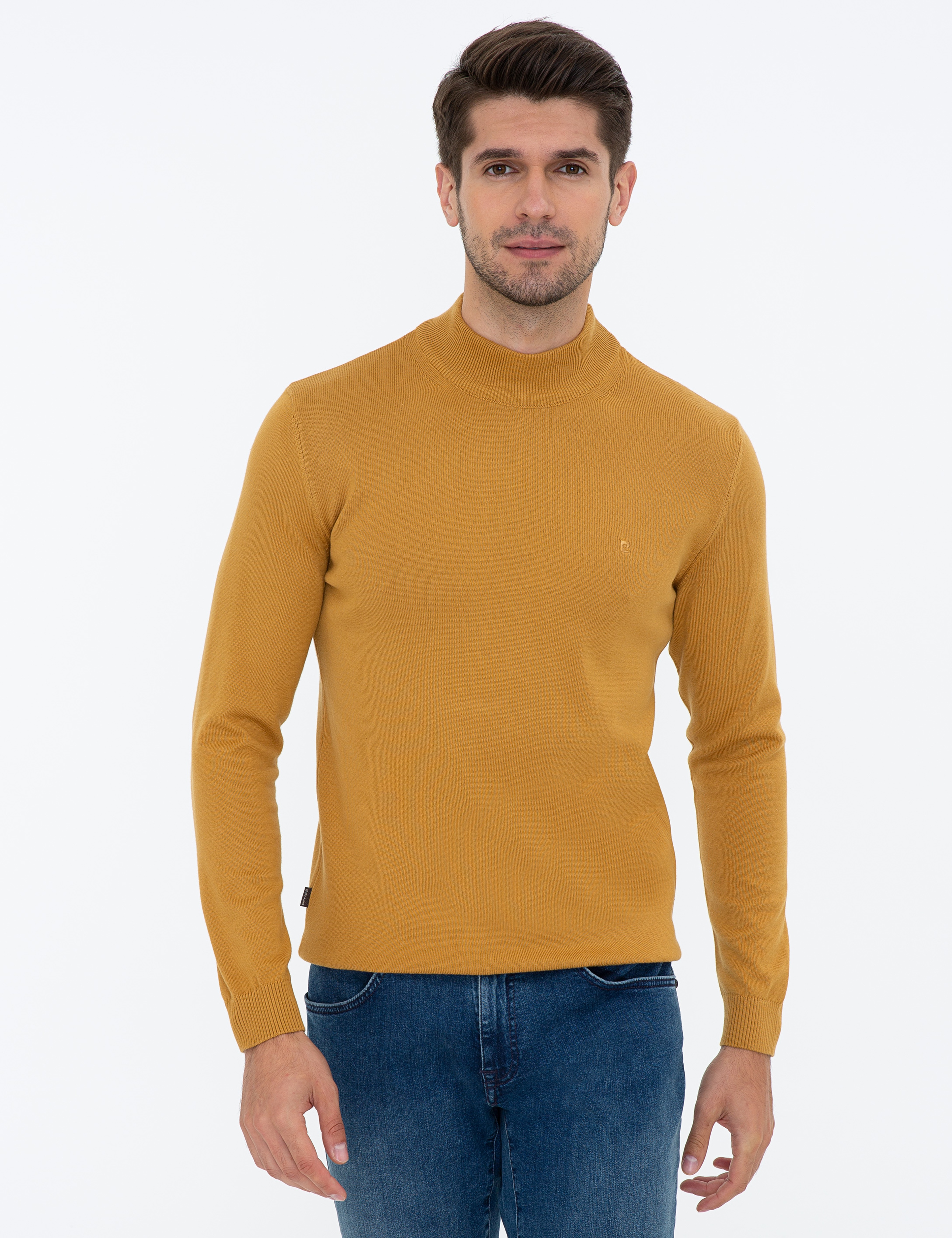 Hardal Slim Fit Yarım Balıkçı Yaka Basic Triko Kazak - Image 1