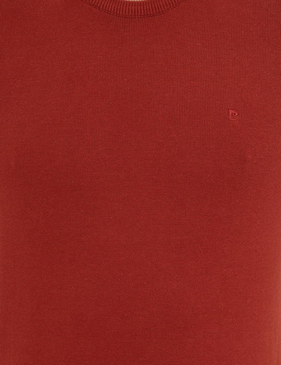 Kiremit Slim Fit Bisiklet Yaka Basic Triko Kazak