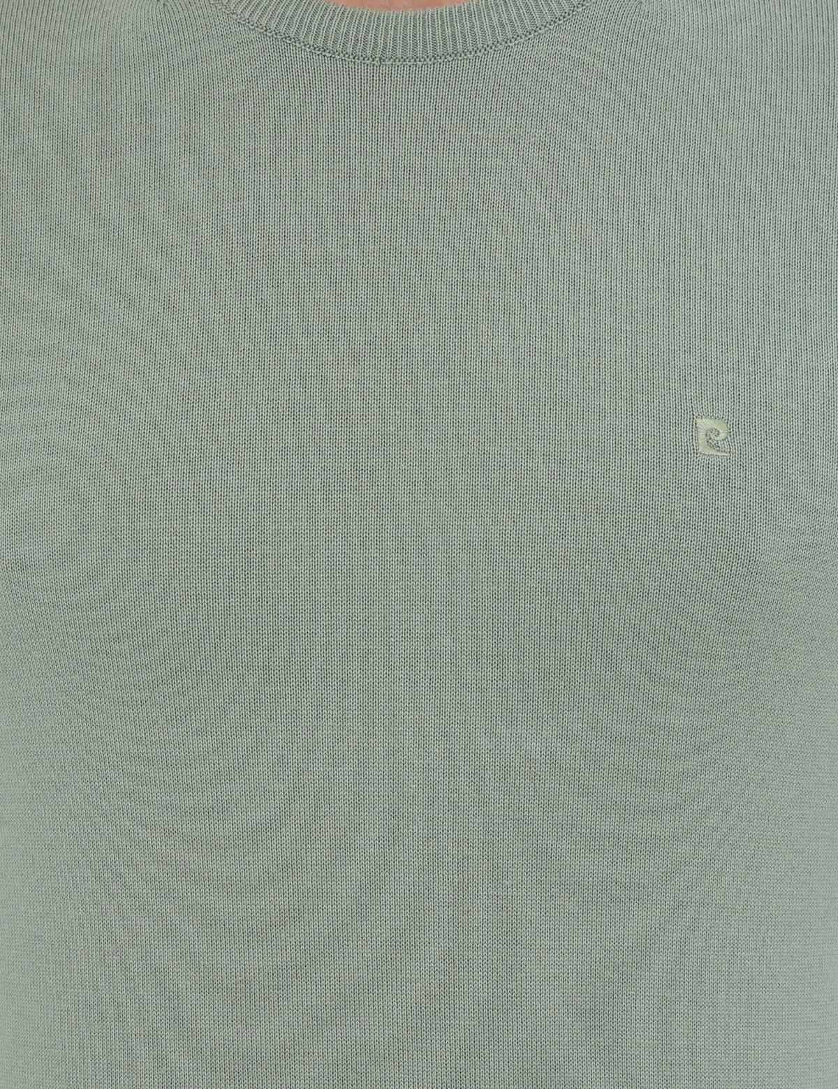 Su Yeşili Slim Fit Bisiklet Yaka Basic Triko Kazak - 50237801133