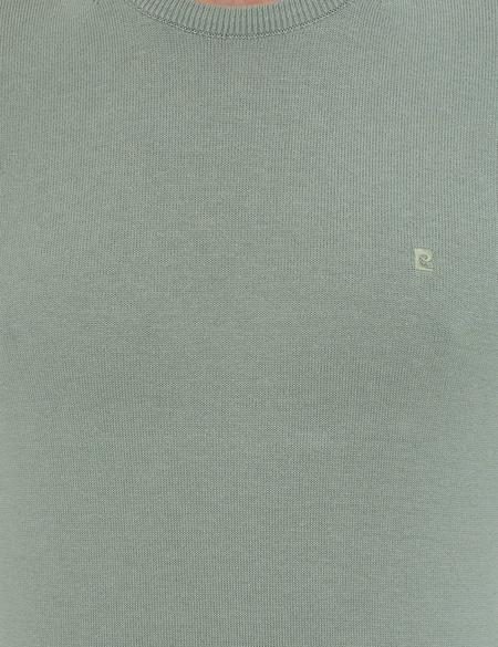 Su Yeşili Slim Fit Bisiklet Yaka Basic Triko Kazak - 50237801133