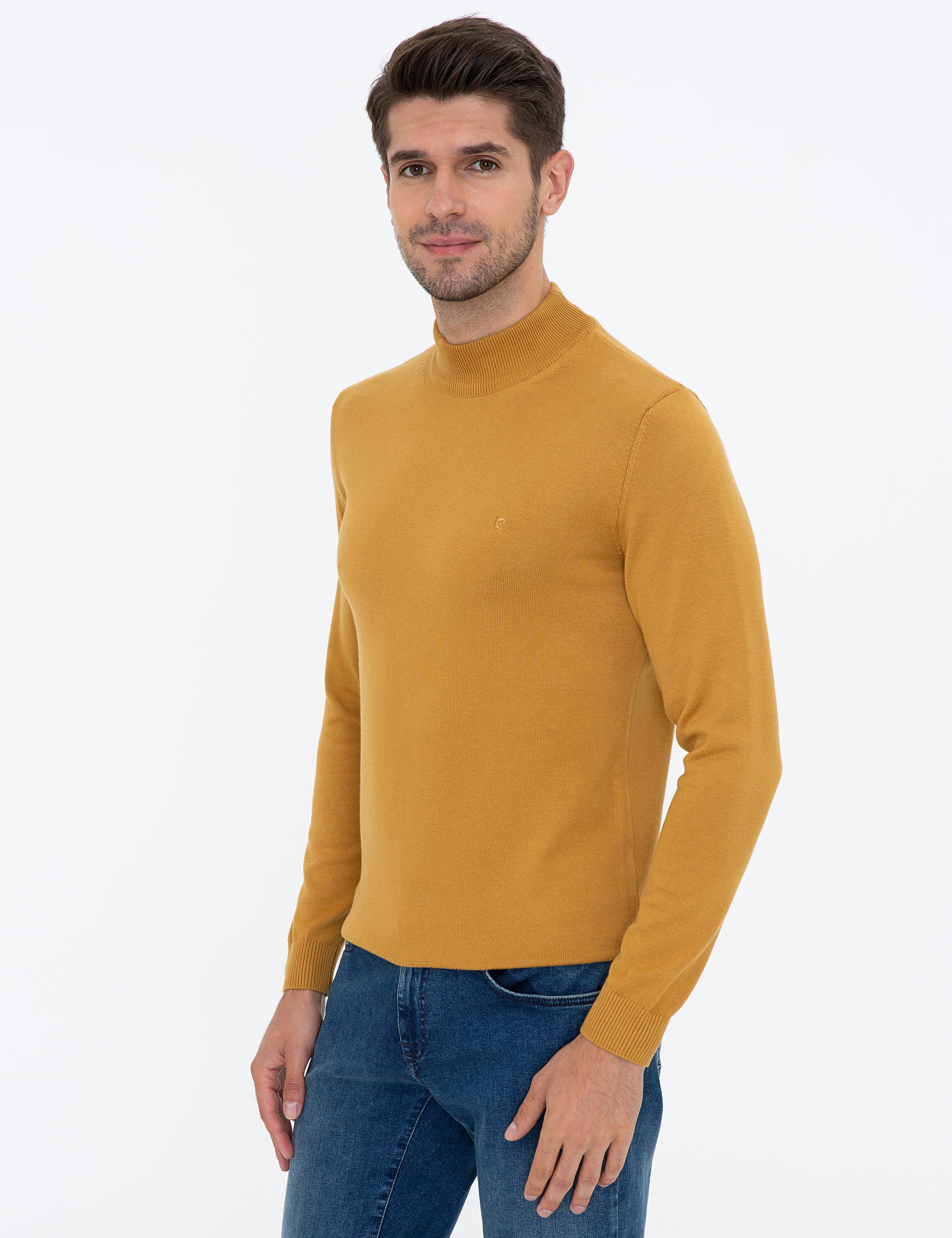 Hardal Slim Fit Yarım Balıkçı Yaka Basic Triko Kazak - Image 3