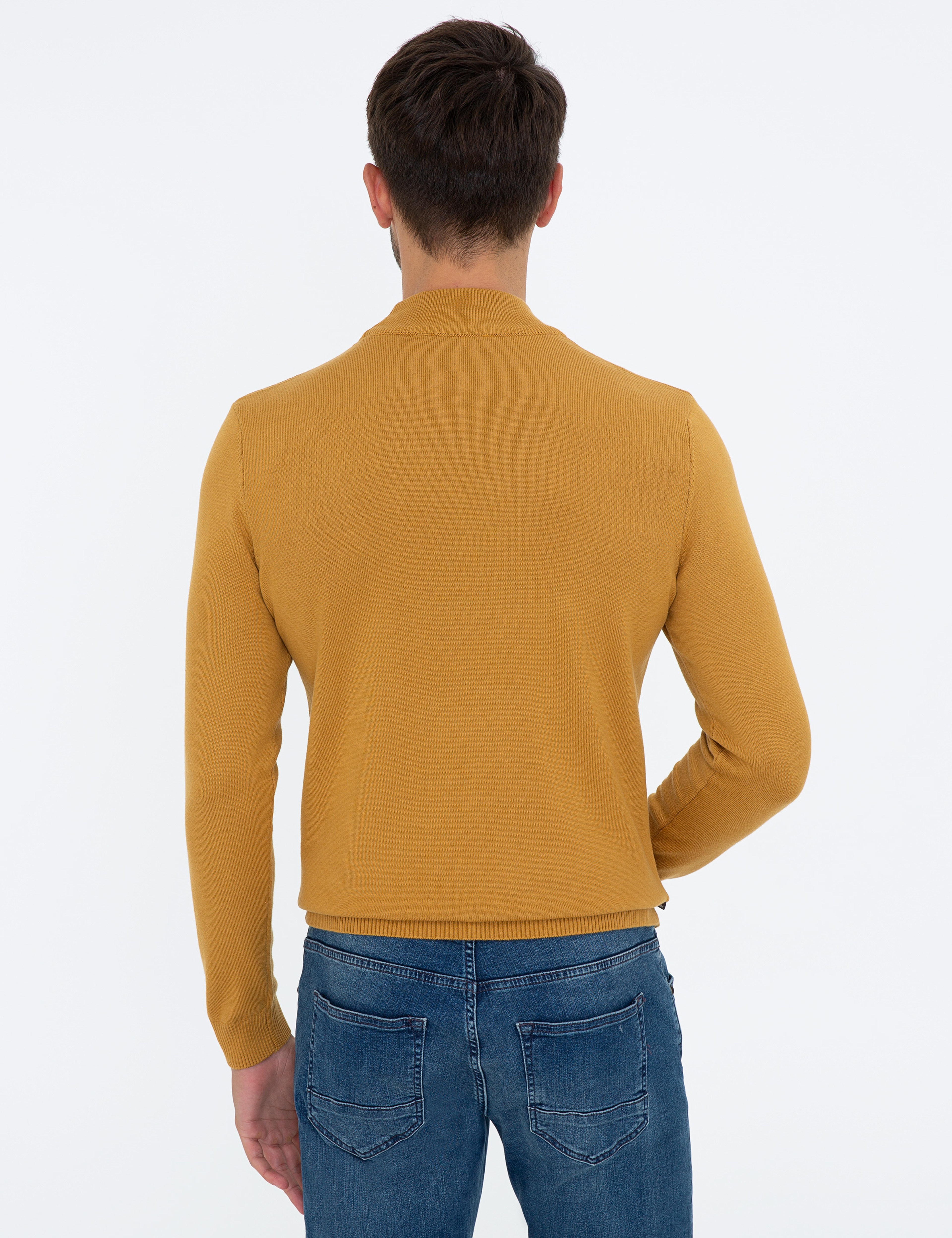 Hardal Slim Fit Yarım Balıkçı Yaka Basic Triko Kazak - Image 4