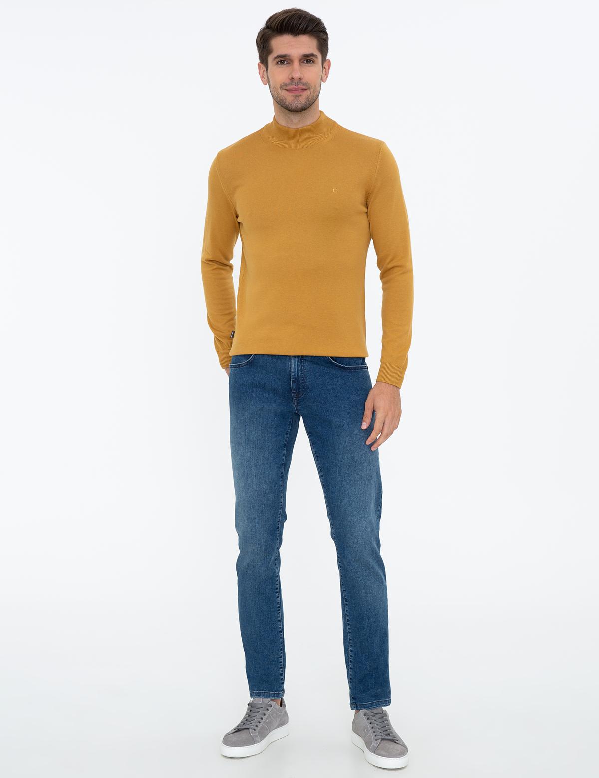 Hardal Slim Fit Yarım Balıkçı Yaka Basic Triko Kazak - 50237780189