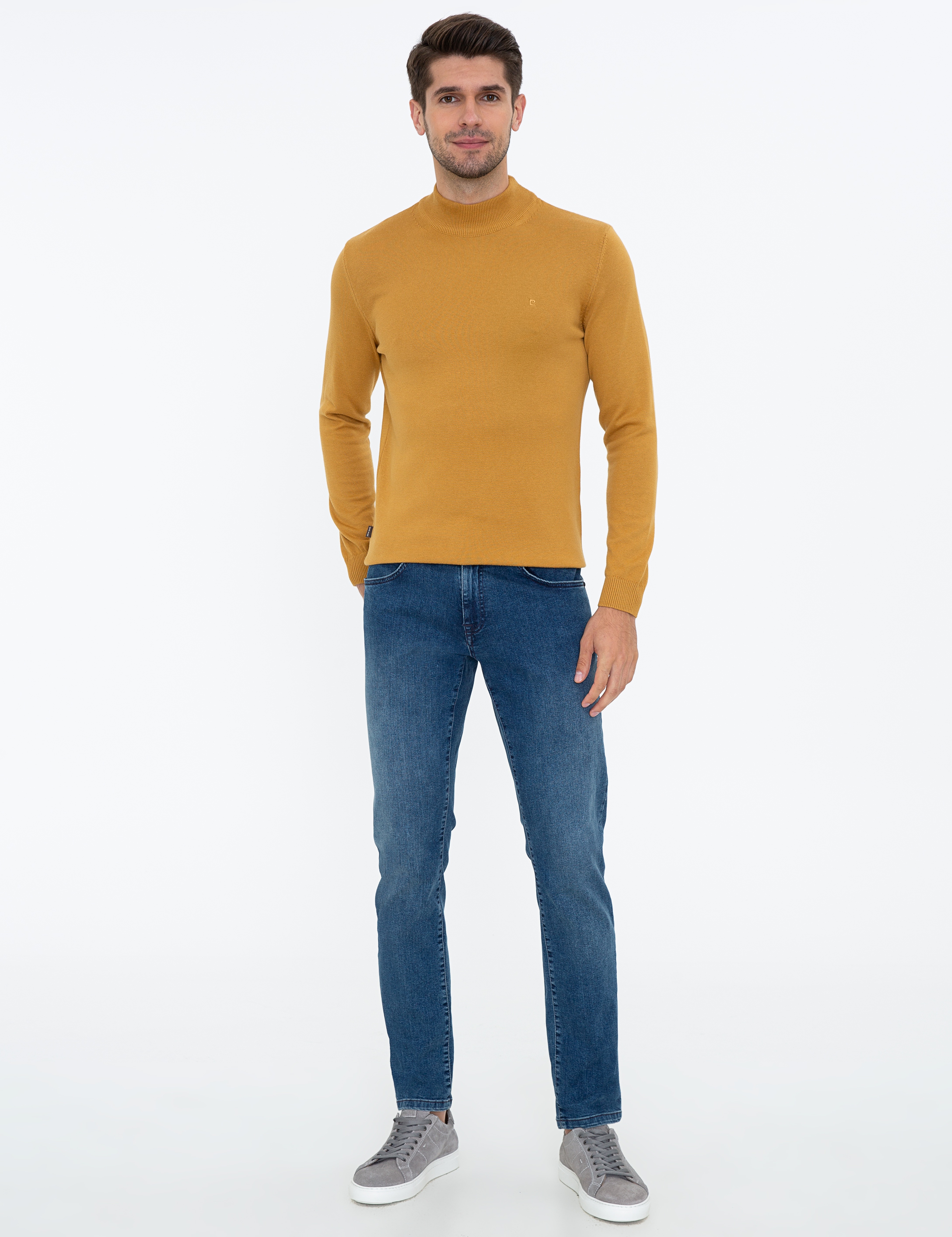 Hardal Slim Fit Yarım Balıkçı Yaka Basic Triko Kazak - Image 5
