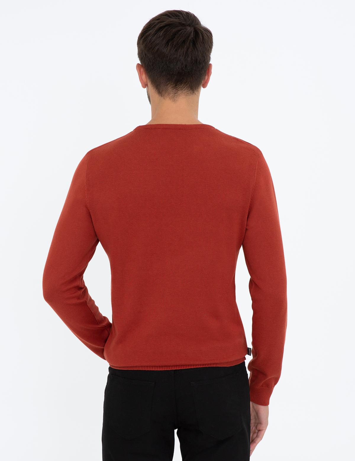 Kiremit Slim Fit Bisiklet Yaka Basic Triko Kazak - 50237801015