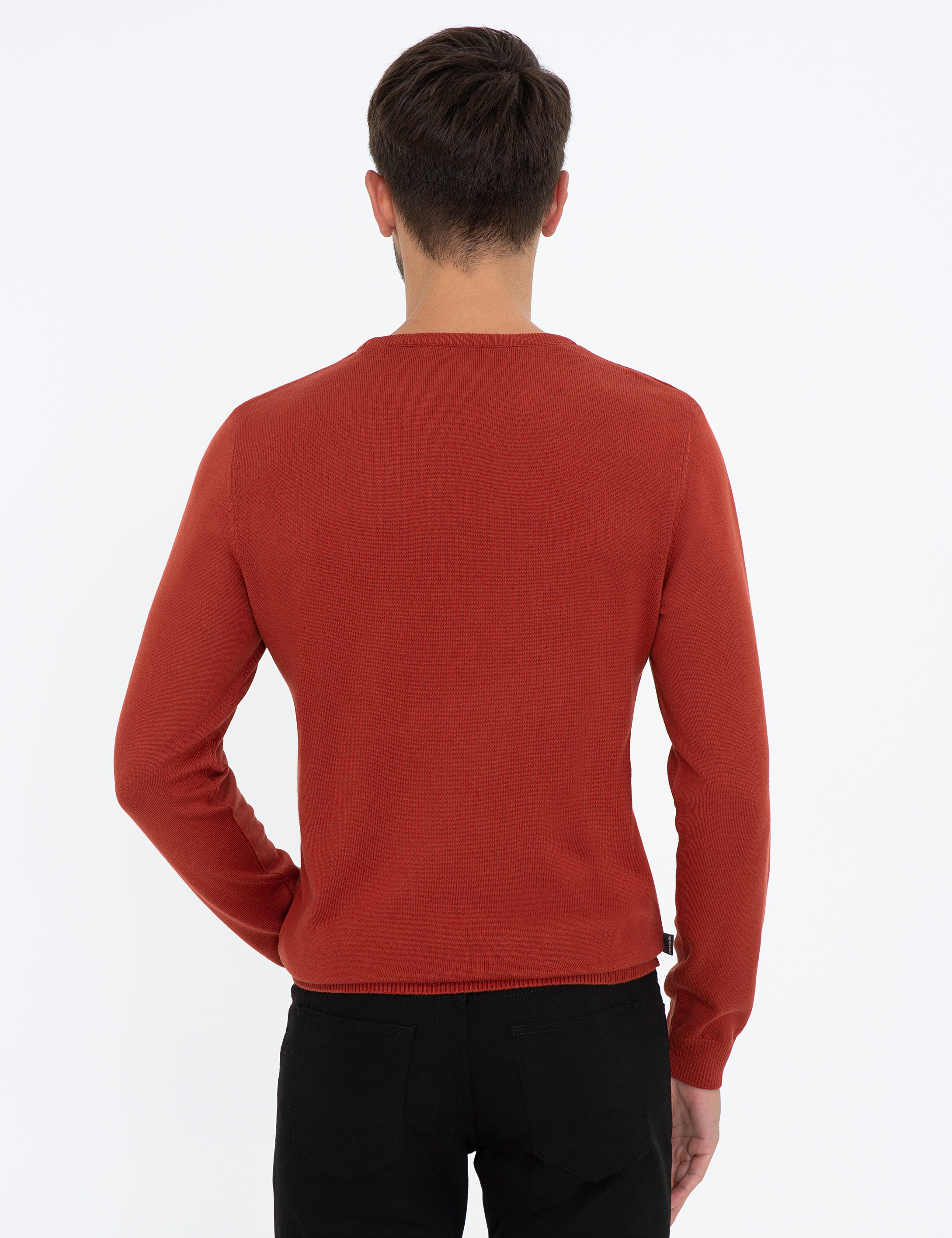Kiremit Slim Fit Bisiklet Yaka Basic Triko Kazak - Image 4