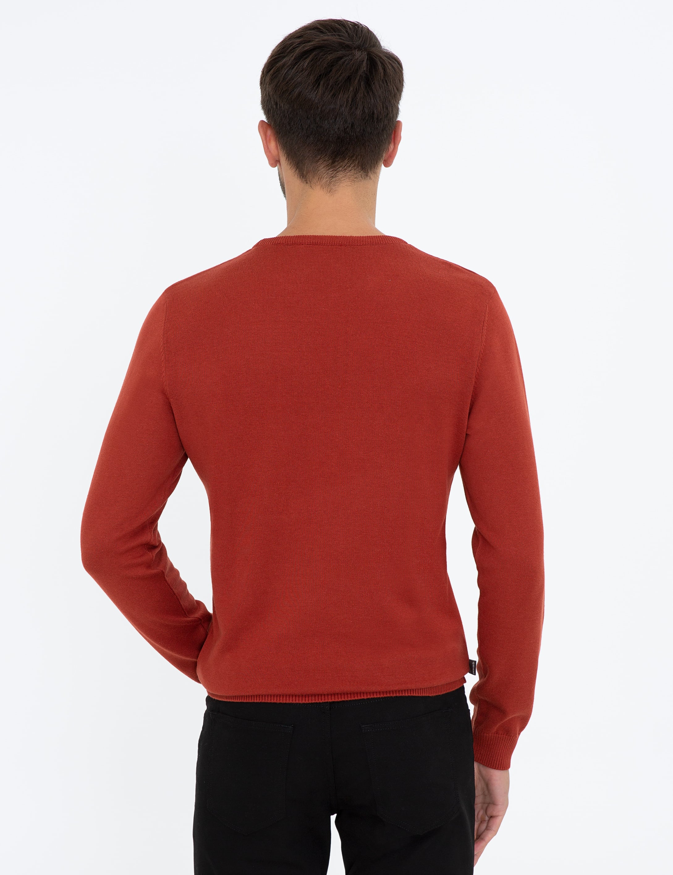 Kiremit Slim Fit Bisiklet Yaka Basic Triko Kazak