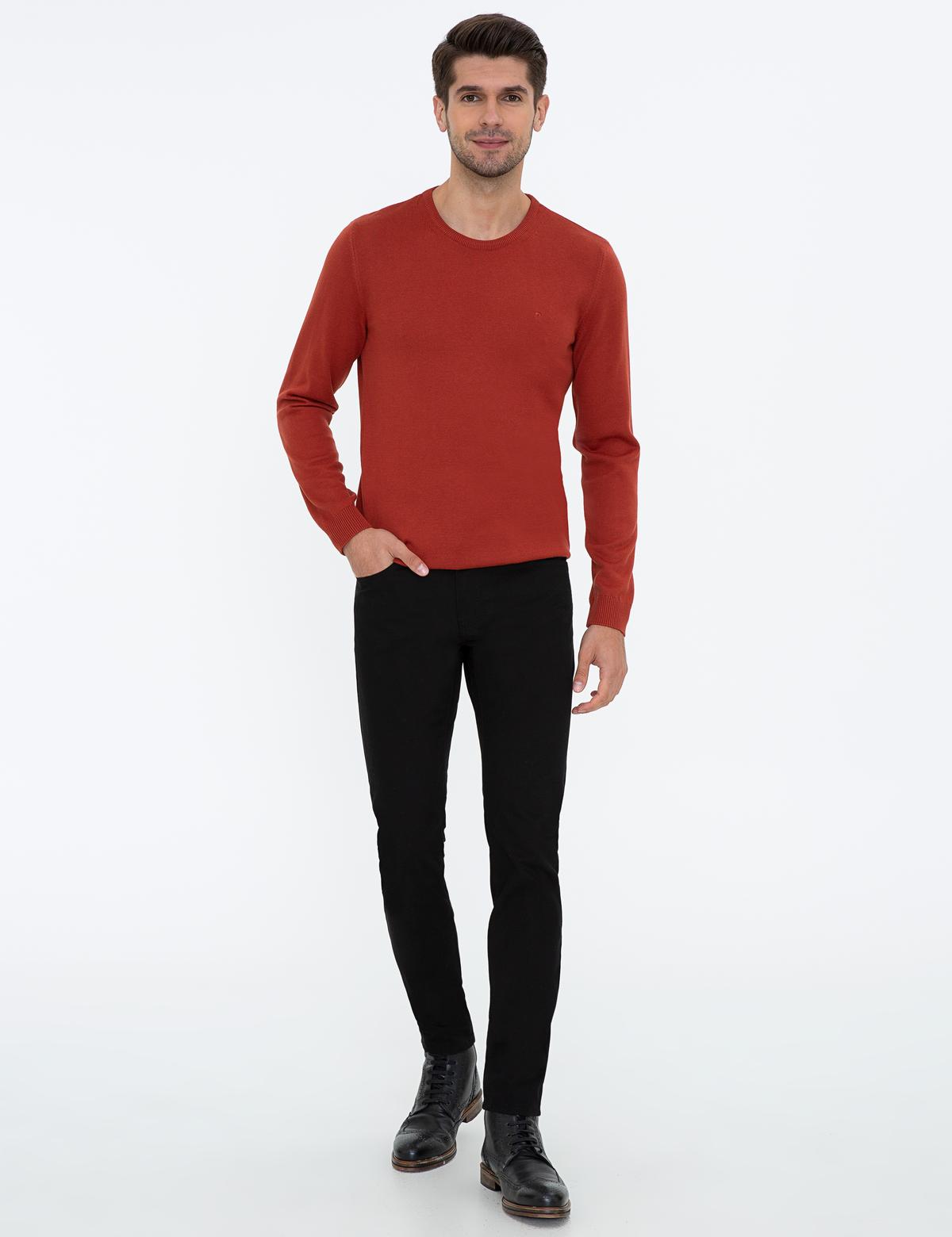 Kiremit Slim Fit Bisiklet Yaka Basic Triko Kazak - 50237801015