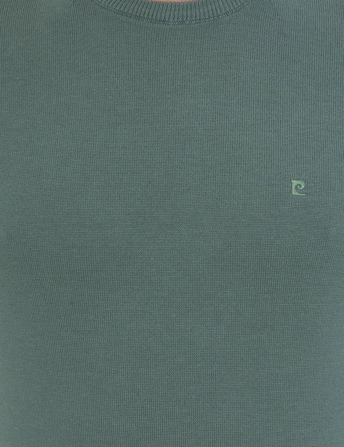 Yeşil Slim Fit Bisiklet Yaka Basic Triko Kazak - 50237801144