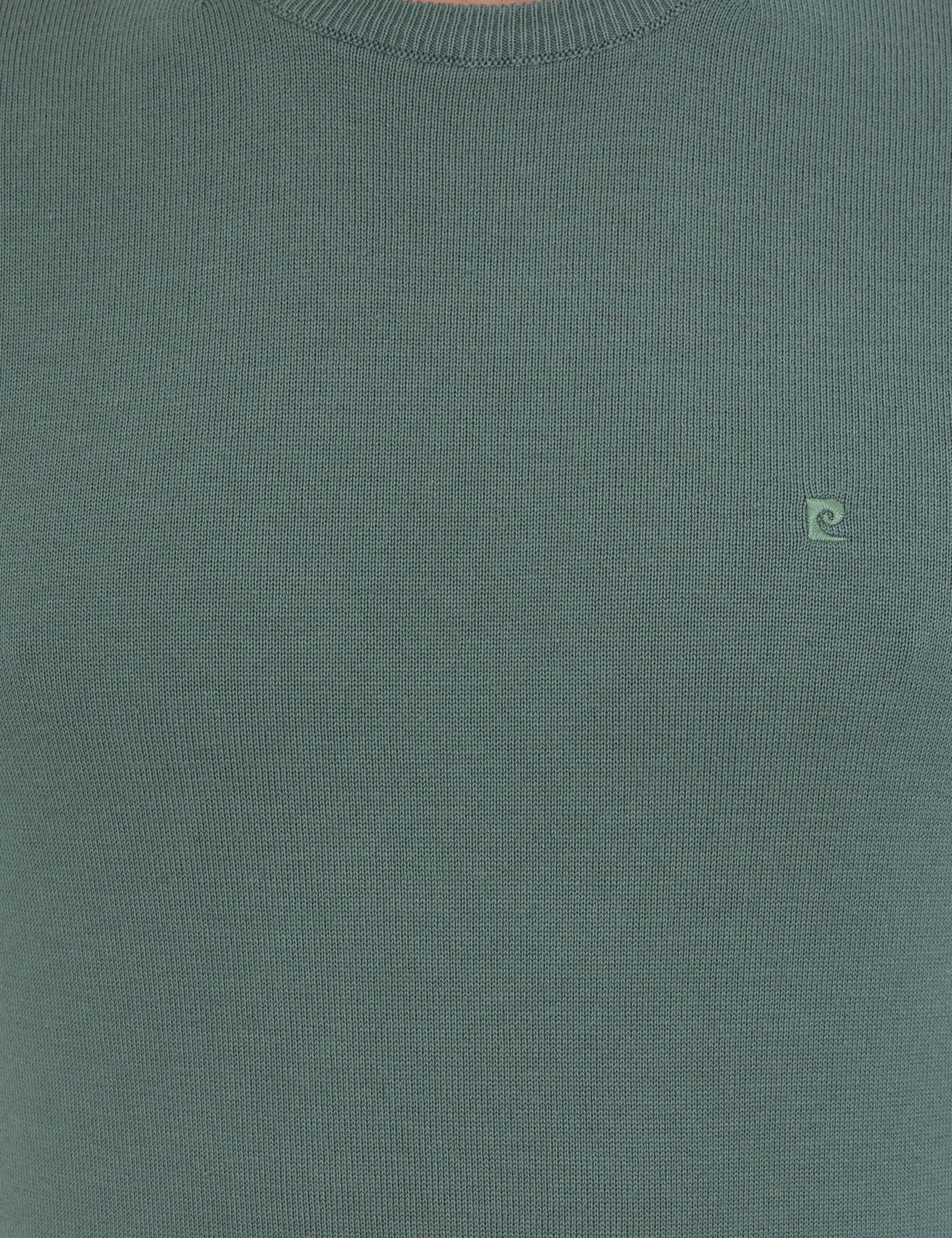 Yeşil Slim Fit Bisiklet Yaka Basic Triko Kazak