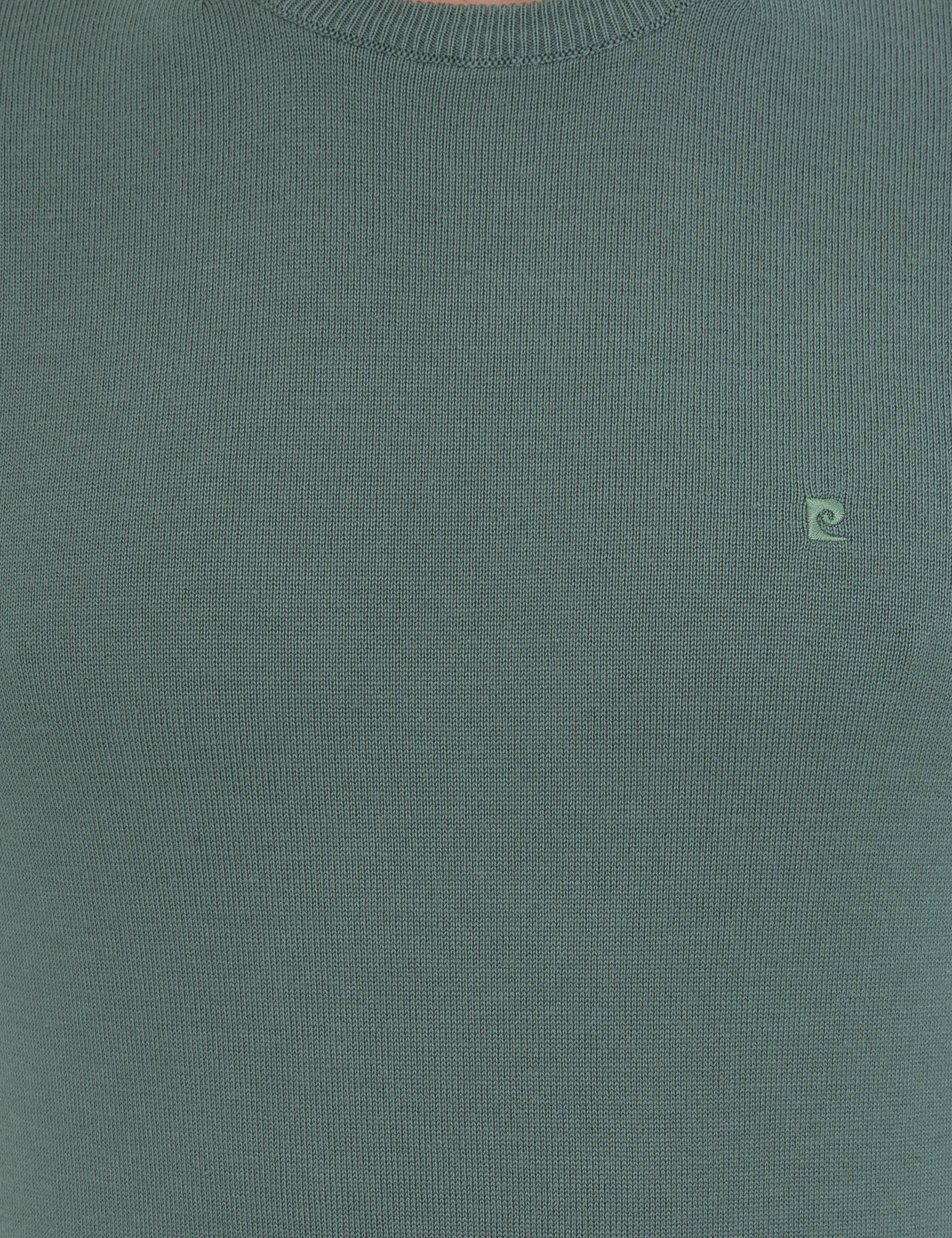Yeşil Slim Fit Bisiklet Yaka Basic Triko Kazak - Image 6