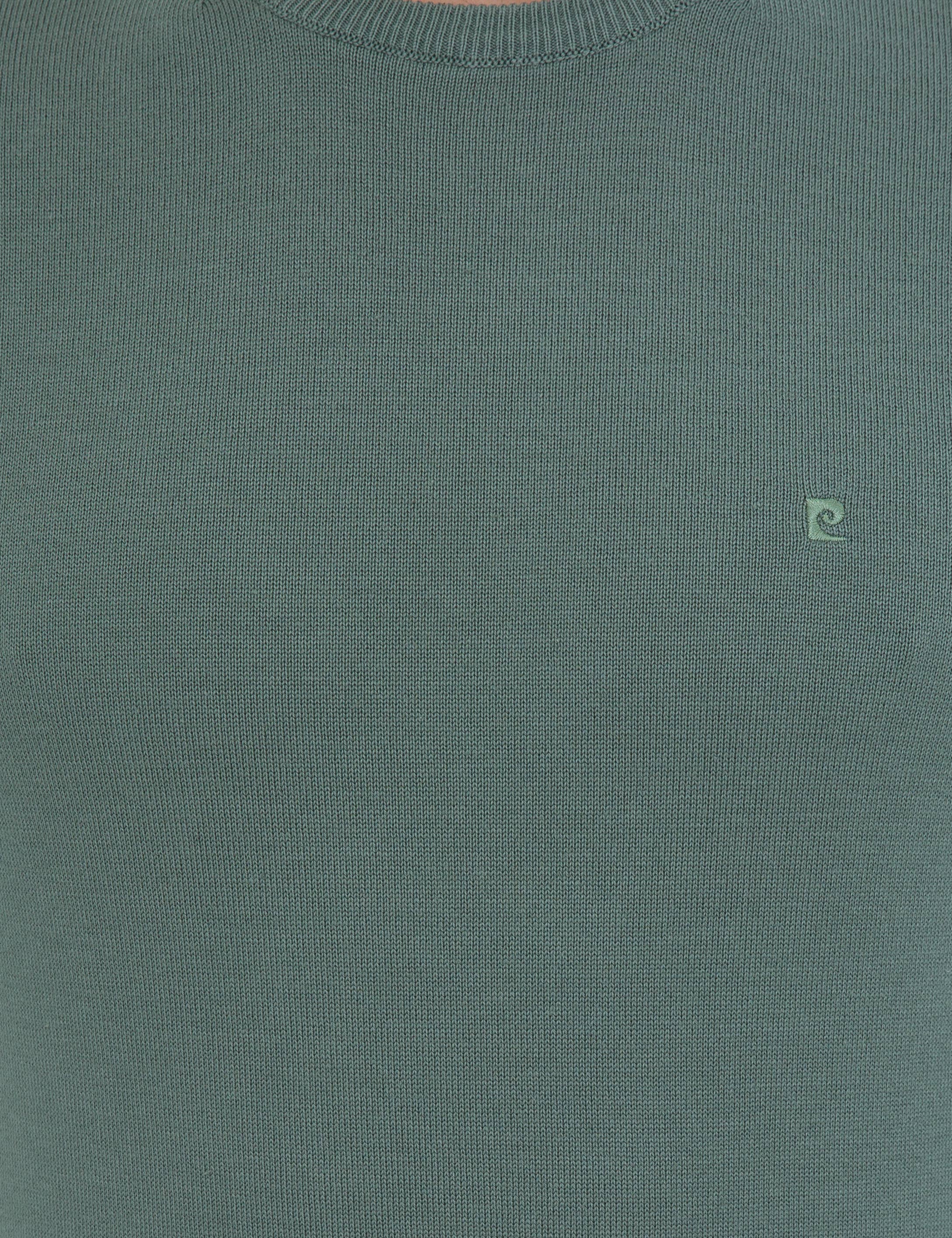 Yeşil Slim Fit Bisiklet Yaka Basic Triko Kazak