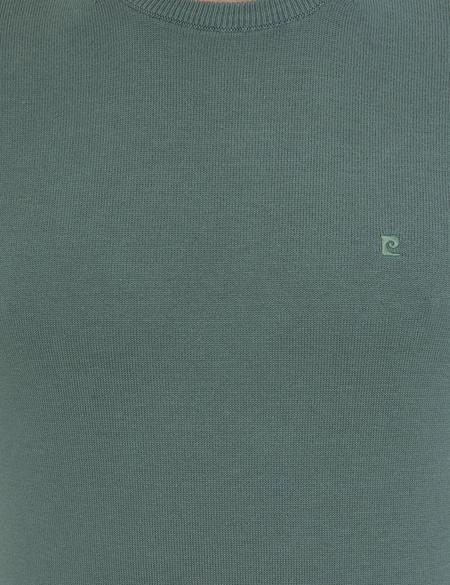 Yeşil Slim Fit Bisiklet Yaka Basic Triko Kazak - 50237801144