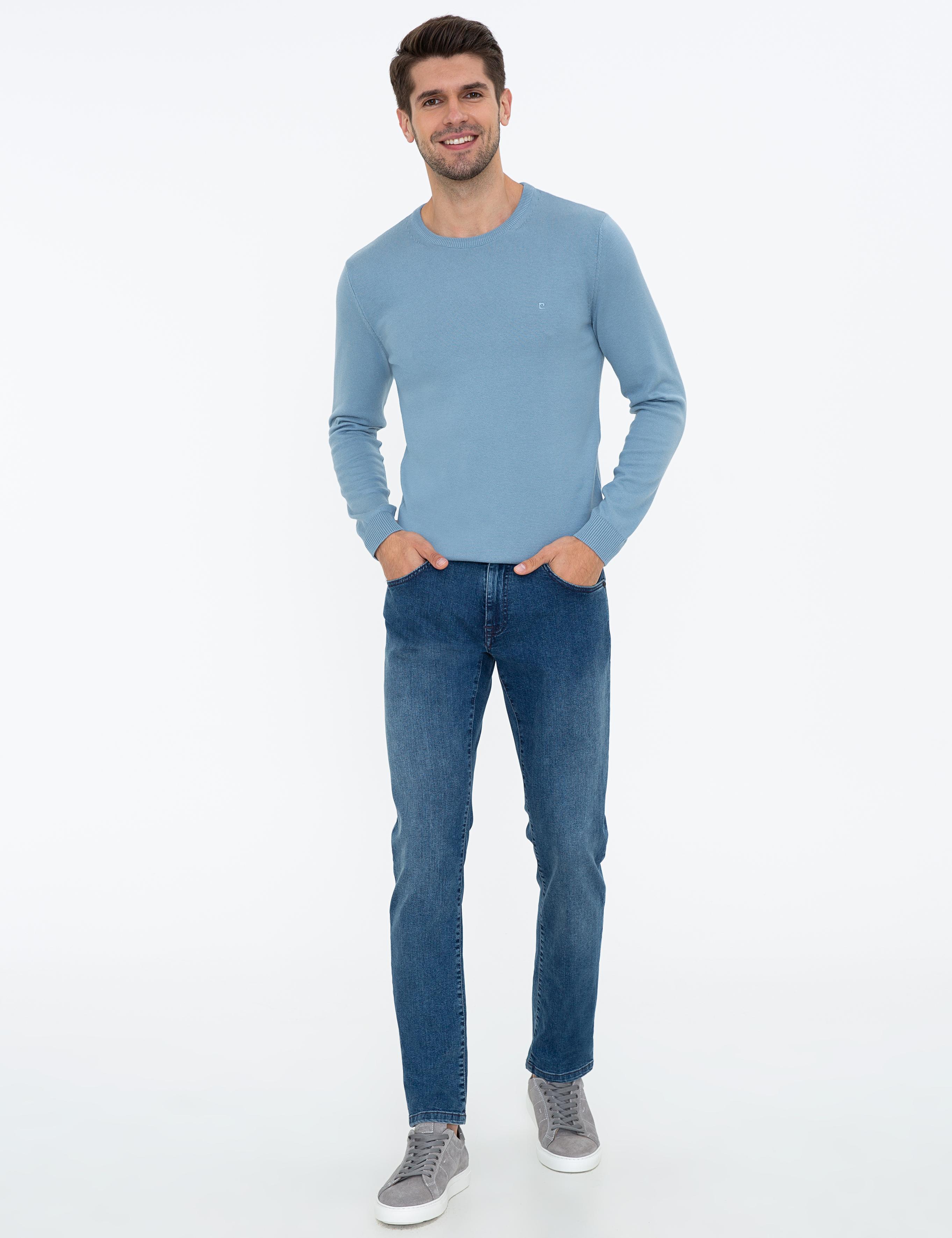 Mavi Slim Fit Bisiklet Yaka Basic Triko Kazak
