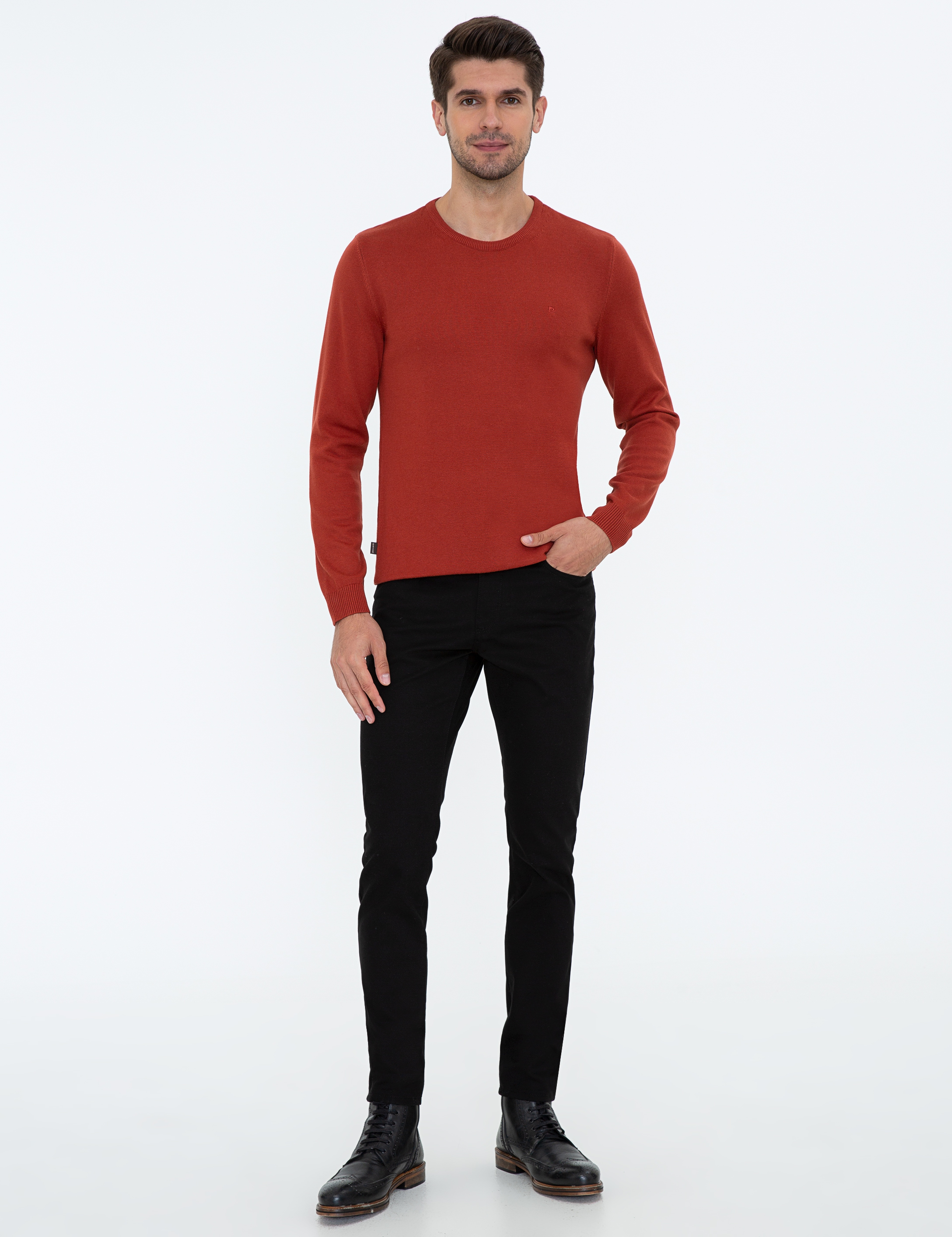 Siyah Slim Fit Kanvas Pantolon - Image 1