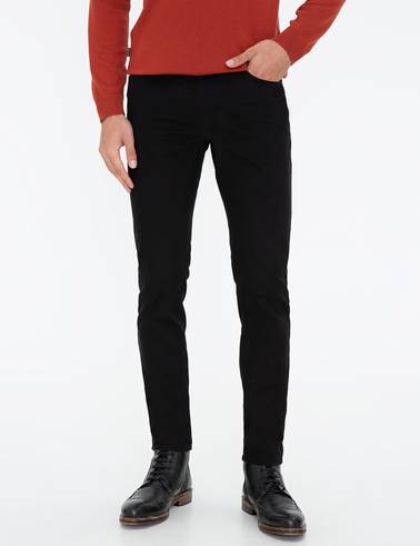 Siyah Slim Fit Kanvas Pantolon