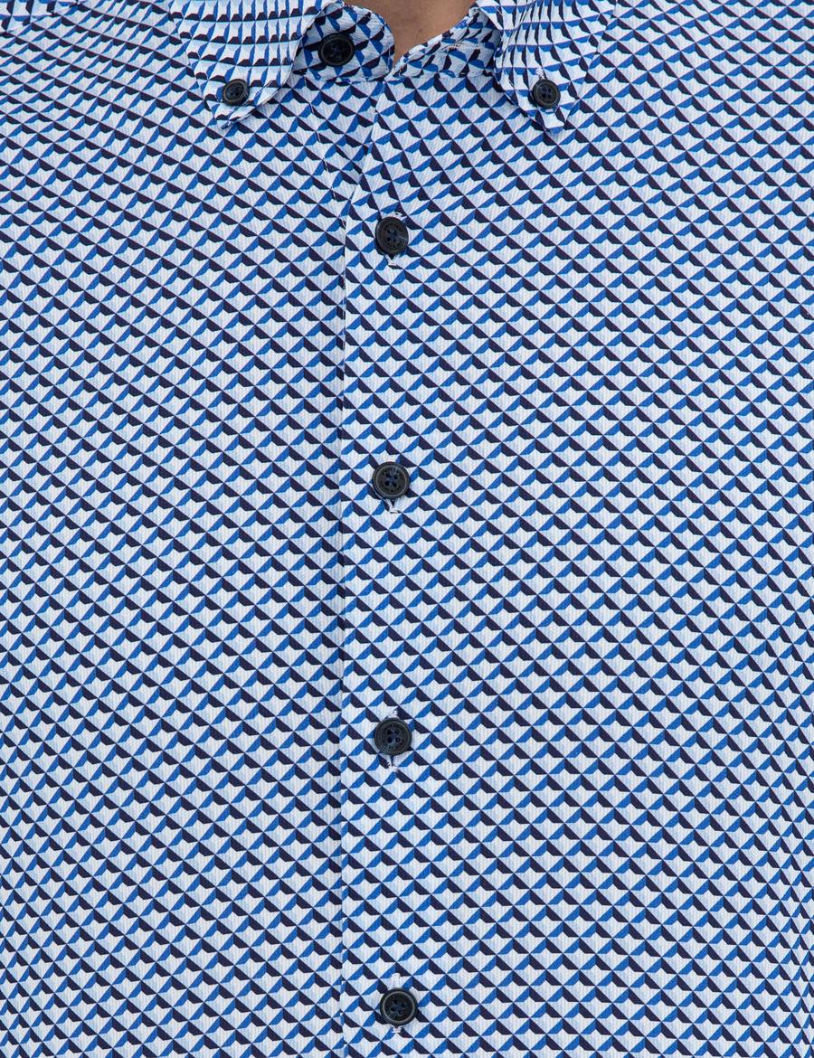 Lacivert Slim Fit Uzun Kollu Gömlek