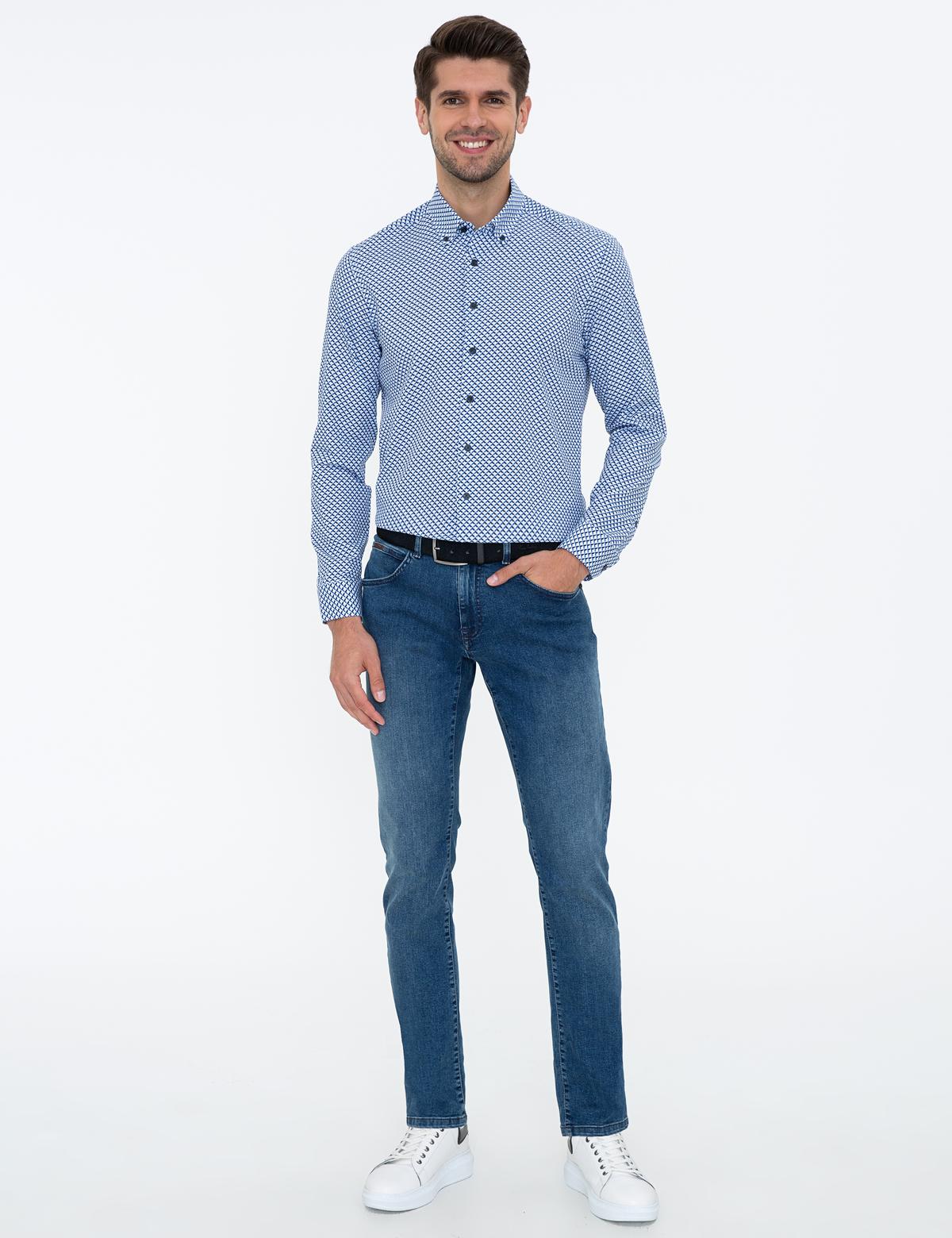 Lacivert Slim Fit Uzun Kollu Gömlek - 50238724027
