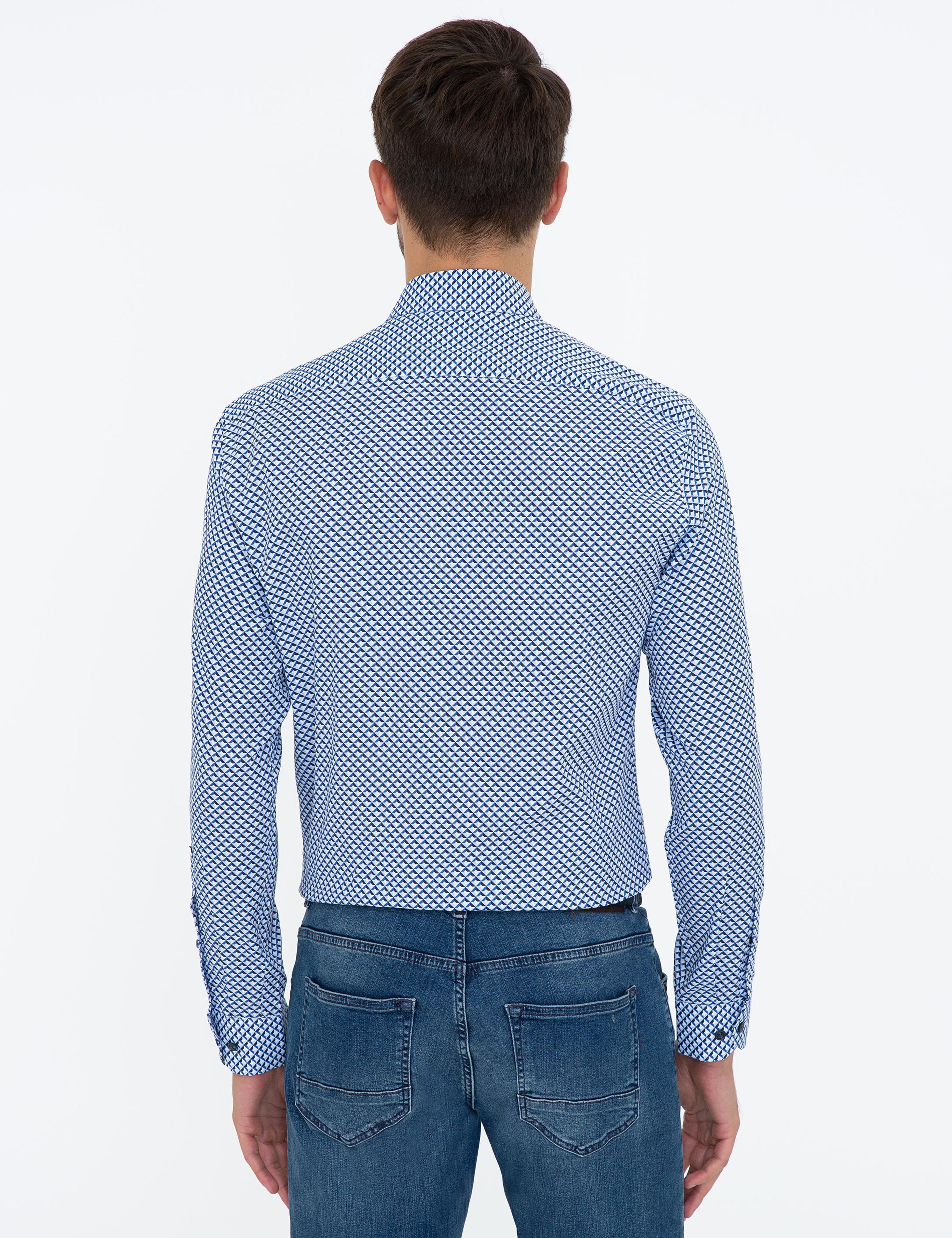 Lacivert Slim Fit Uzun Kollu Gömlek